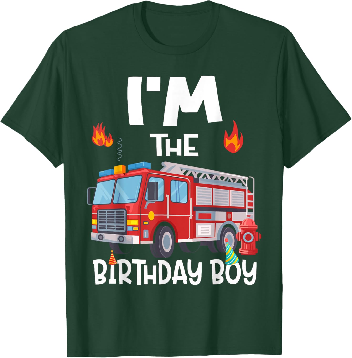 Birthday Boy Fire Truck Firefighter Family T-Shirt for Fun Celebrations - 1