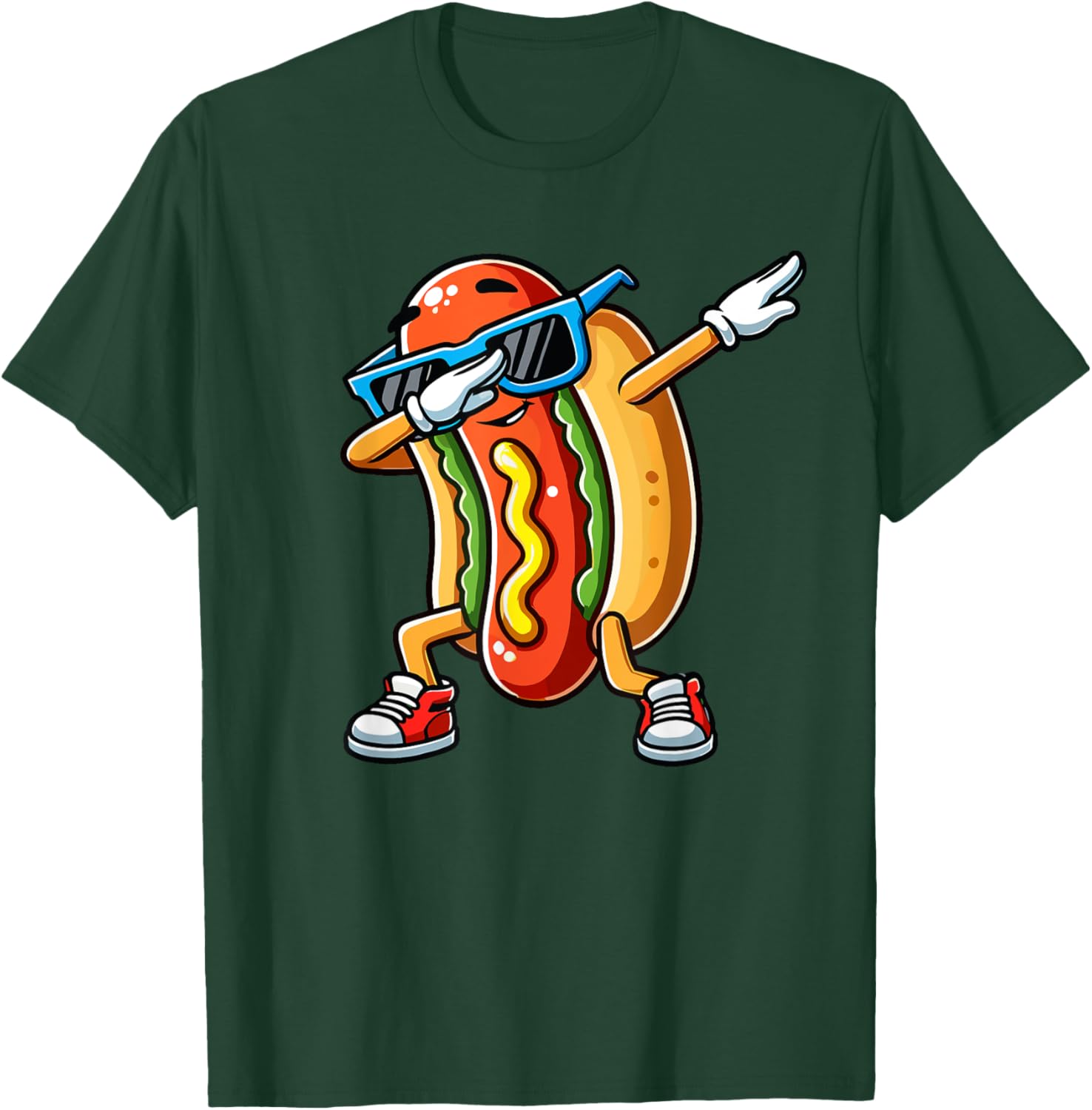 Funny Dabbing Hotdog Sunglasses T-Shirt for Kids Who Love Dogs and Hotdogs - 10