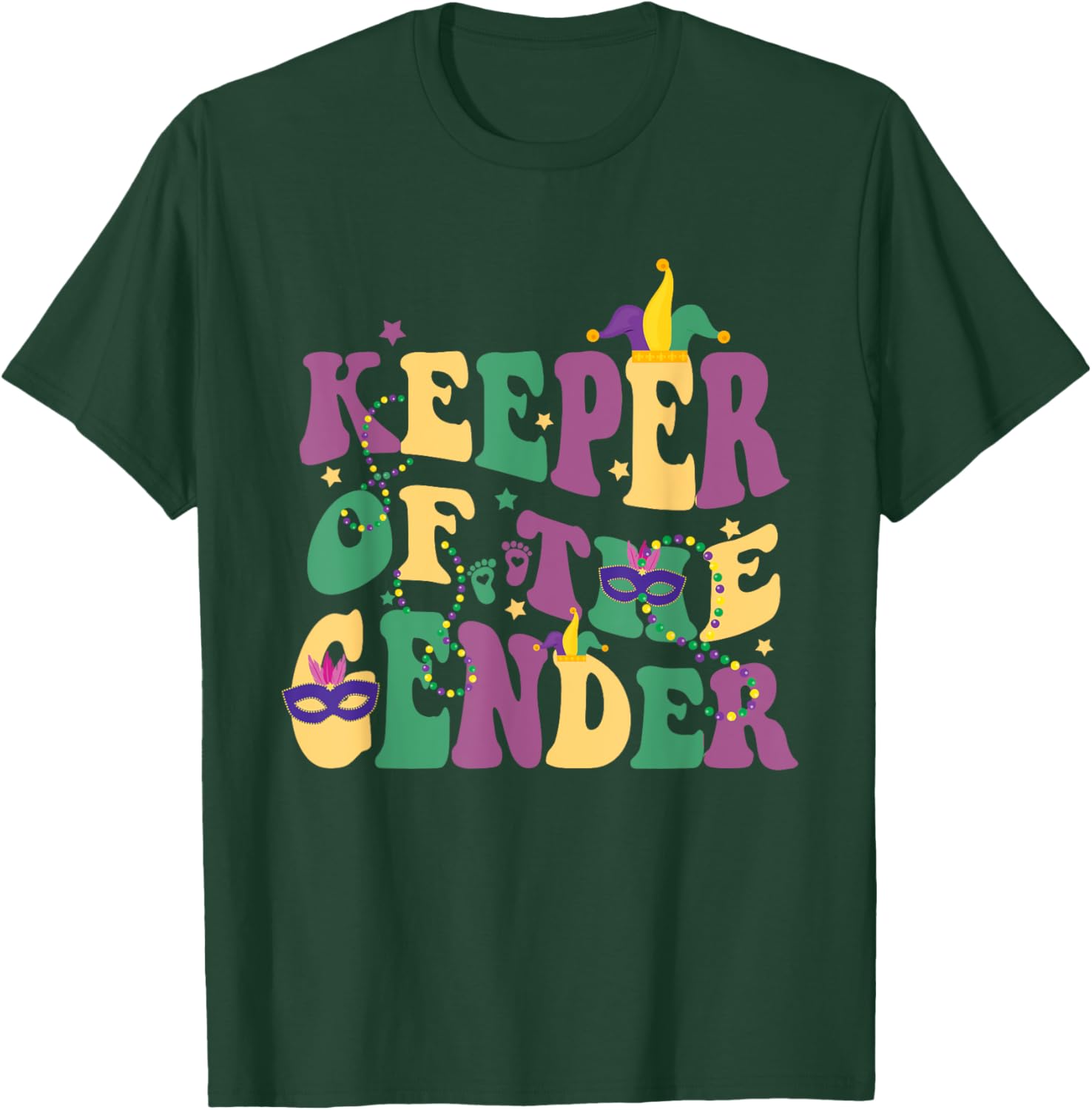 Keeper Of The Gender Reveal Mardi Gras Baby Shower T-Shirt for Fun Celebrations - 9