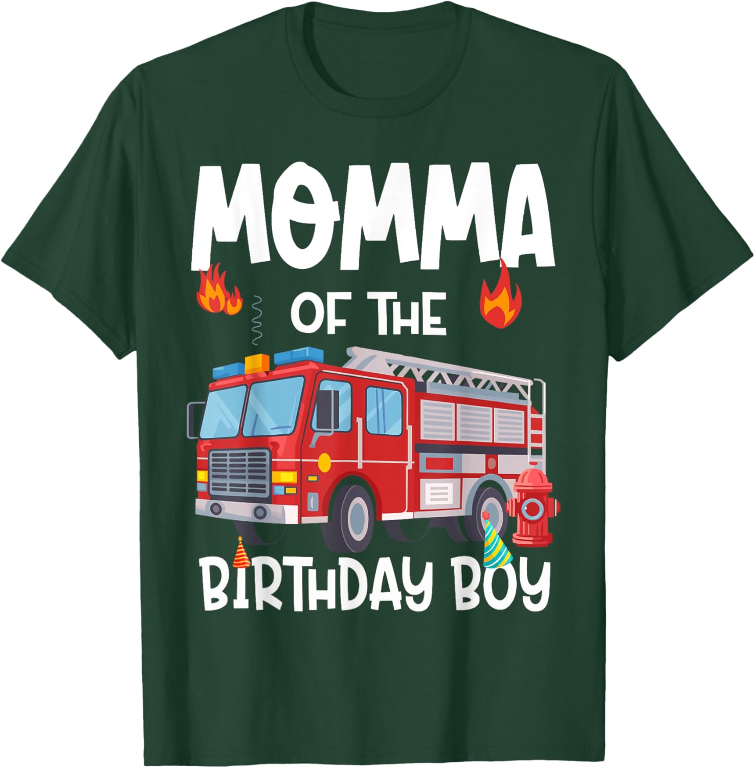 Momma of the Birthday Boy Fire Truck T-Shirt for Firefighter Moms - 6