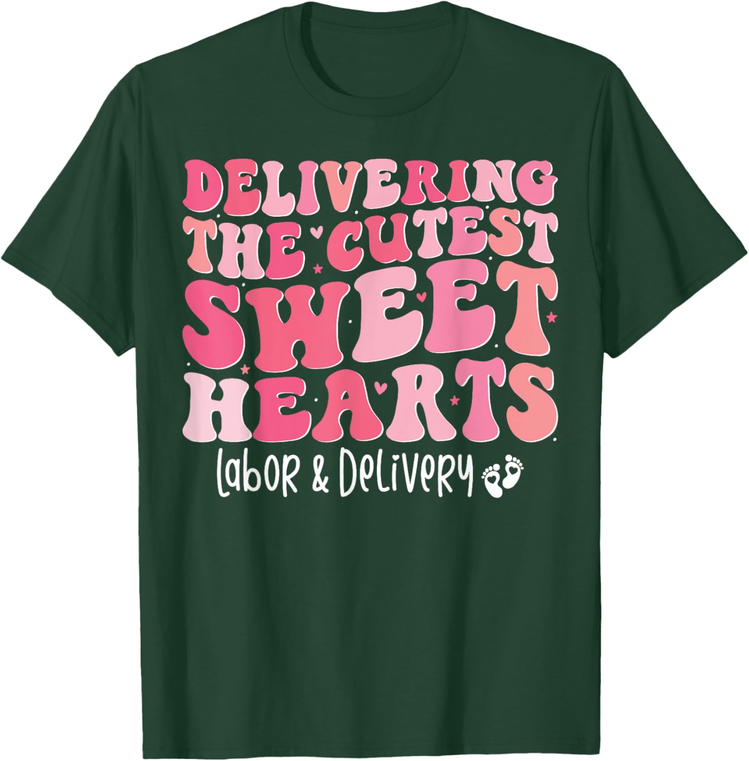 Groovy Labor and Delivery Nurse Valentine's Day T-Shirt for Nurses - 5