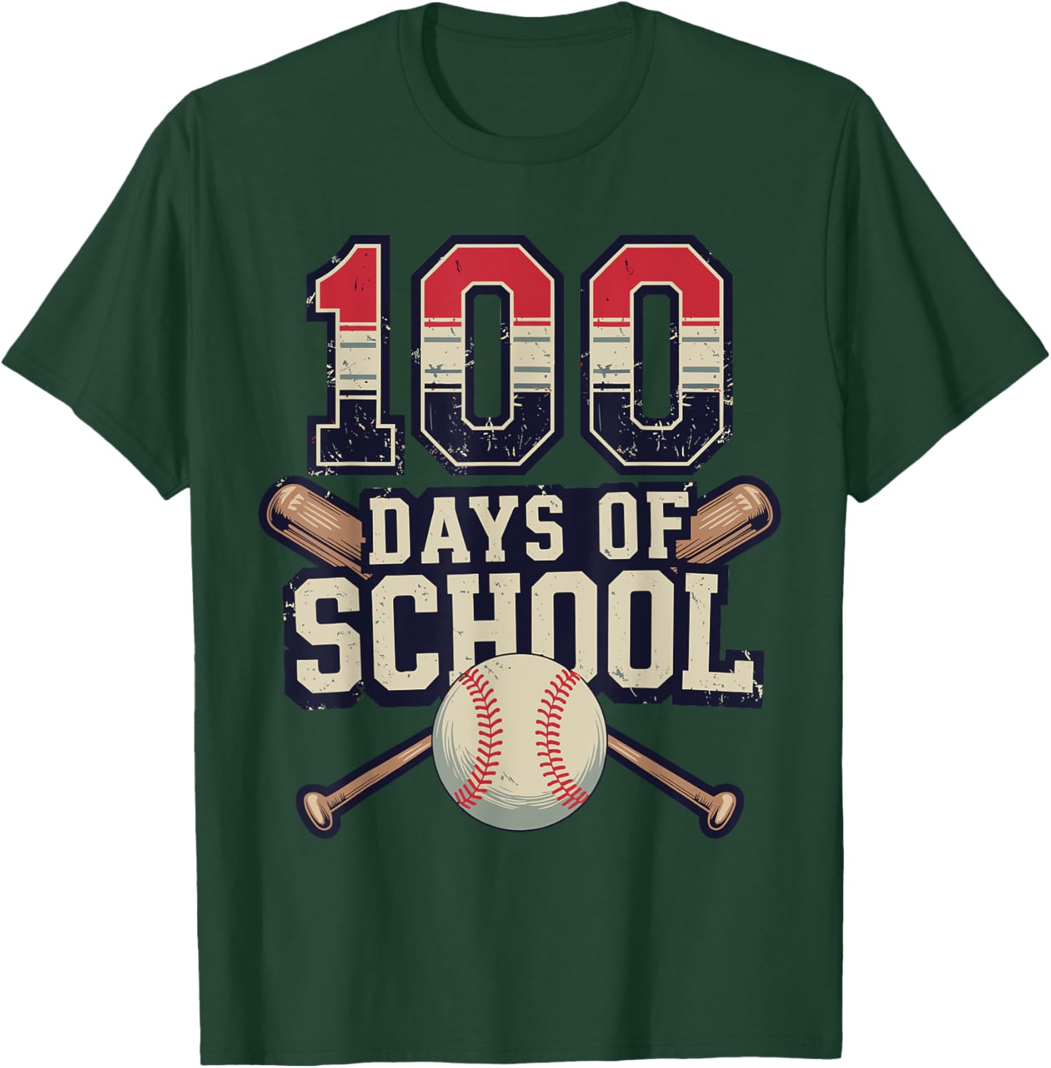 Vintage Baseball Theme 100 Days of School Celebration T-Shirt for Kids - 18