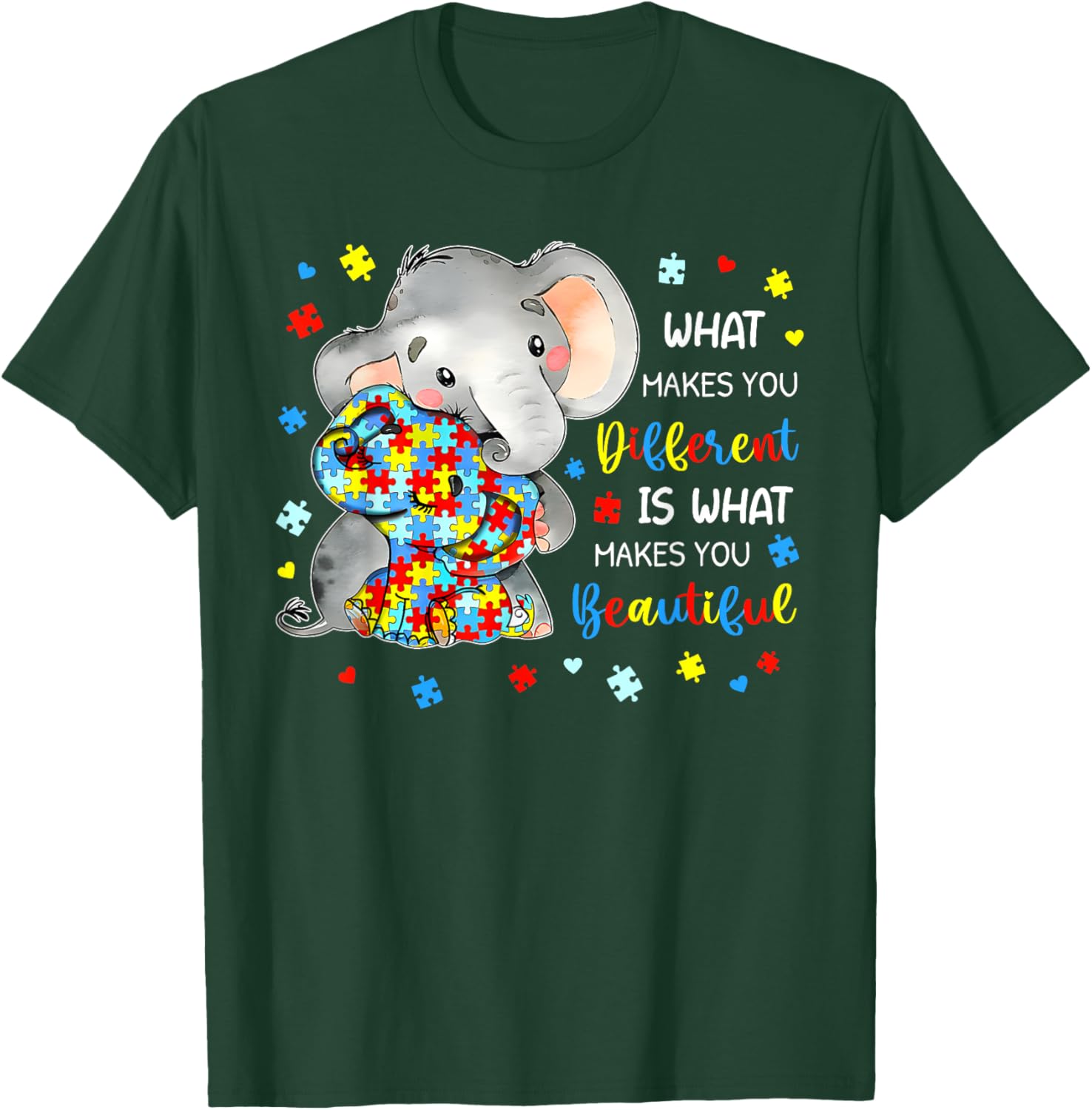 Unique Autism Awareness Elephant T-Shirt Celebrating Individuality and Beauty - 9