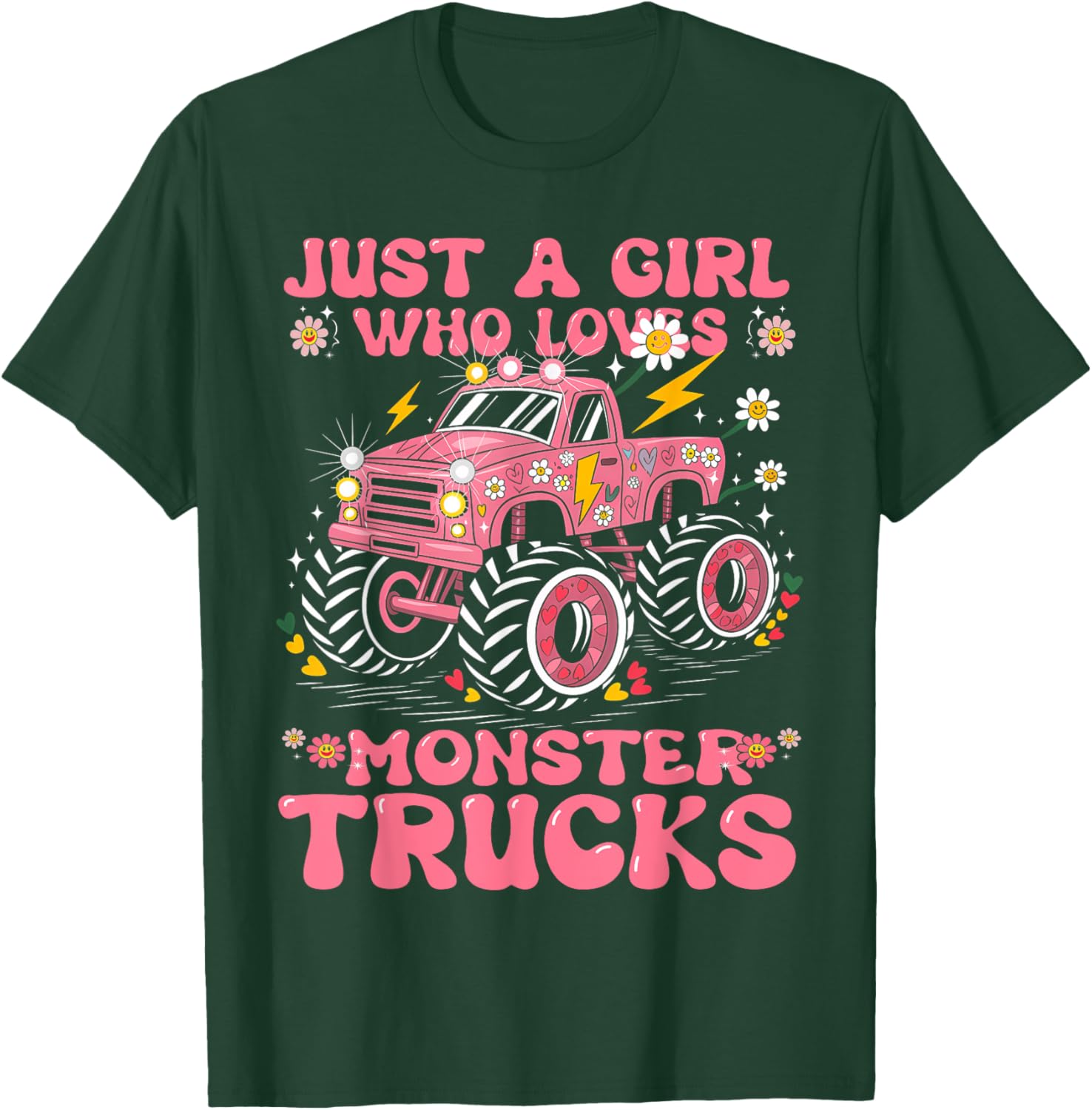 Pink Monster Truck T-Shirt for Girls - Perfect Birthday Gift Tee - 12