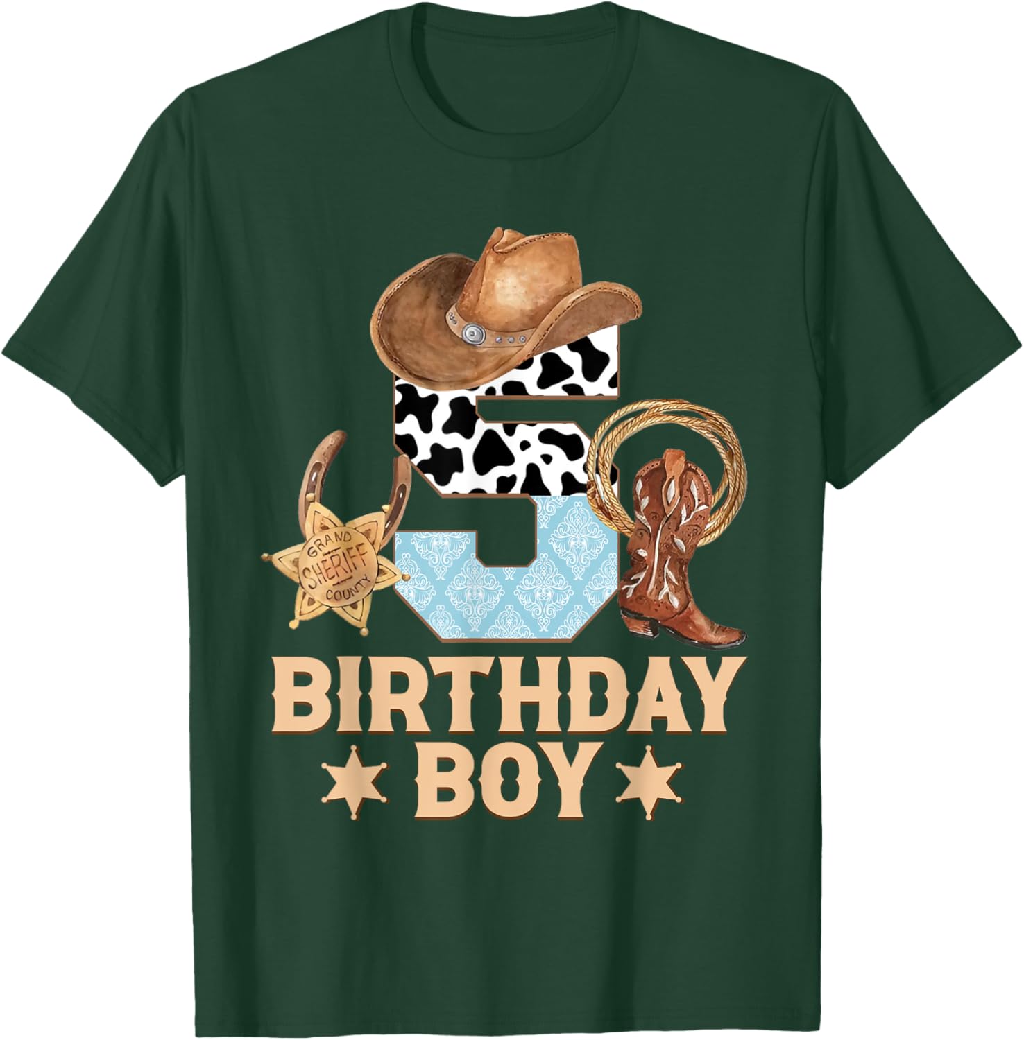 Western Family Birthday Boy Cowboy T-Shirt for 5th Birthday Celebration - 8
