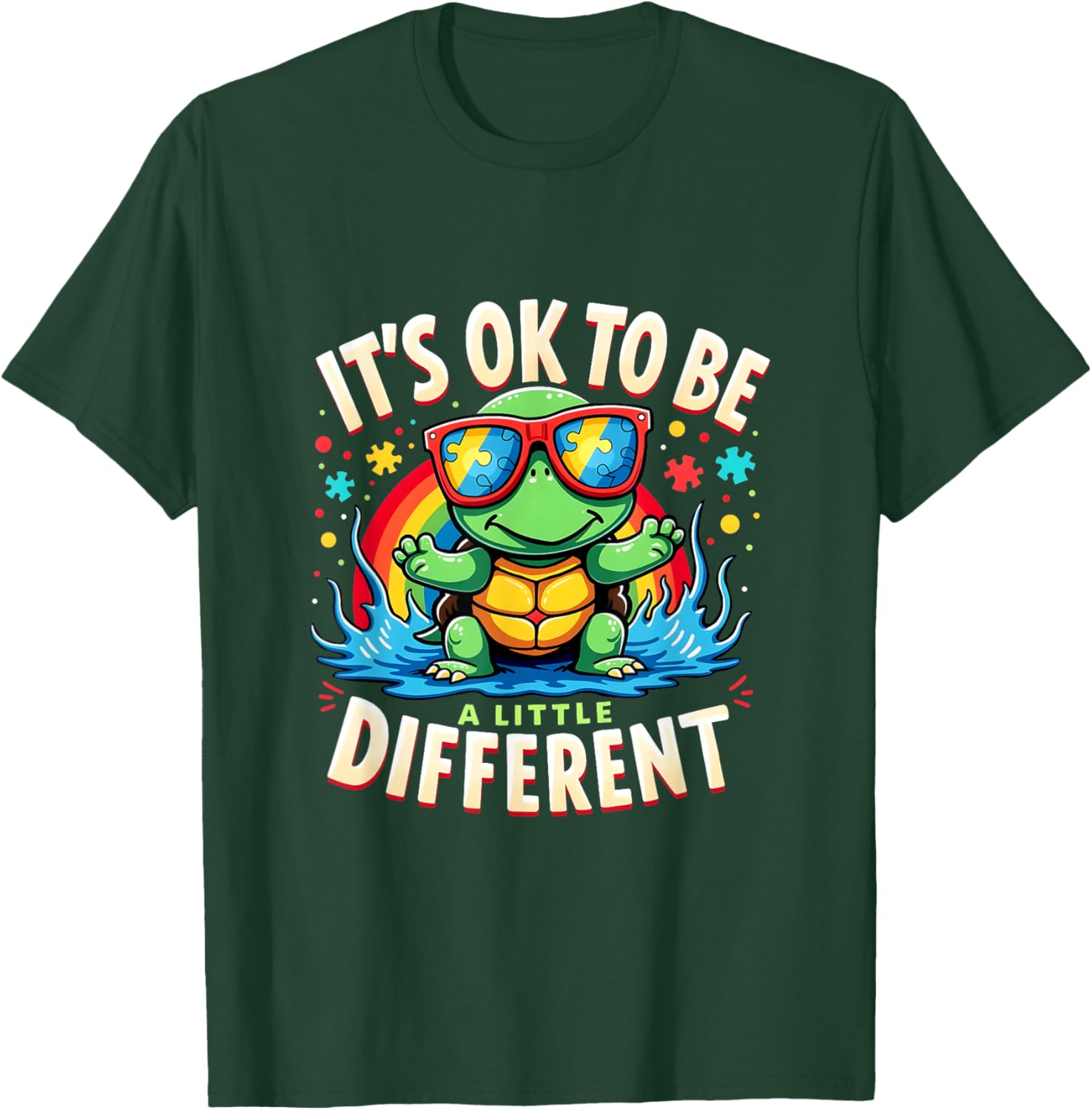 Cute Turtle Autism Awareness T-Shirt It's Ok To Be A Little Different - 18