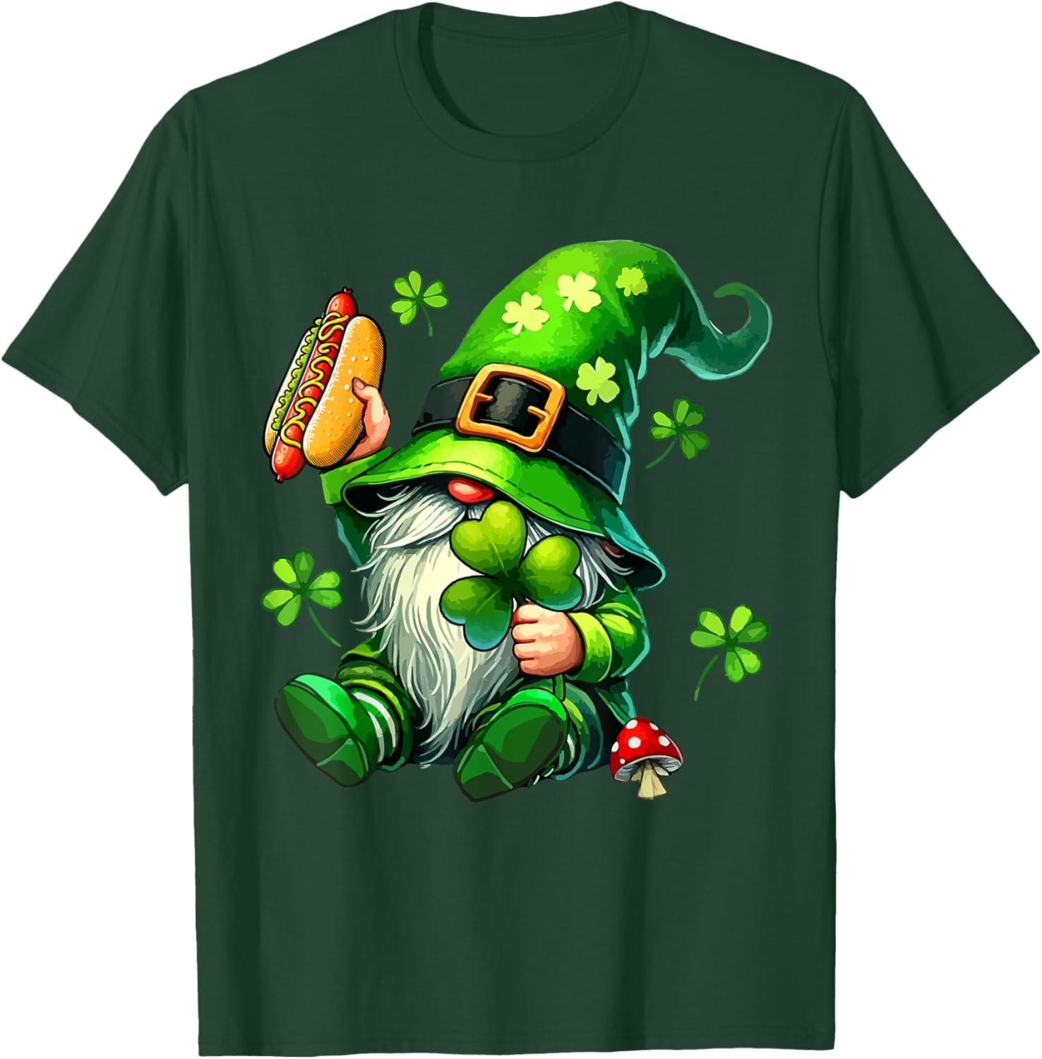 Gnome Eating Hot Dog St. Patrick's Day T-Shirt for Food Lovers - 11