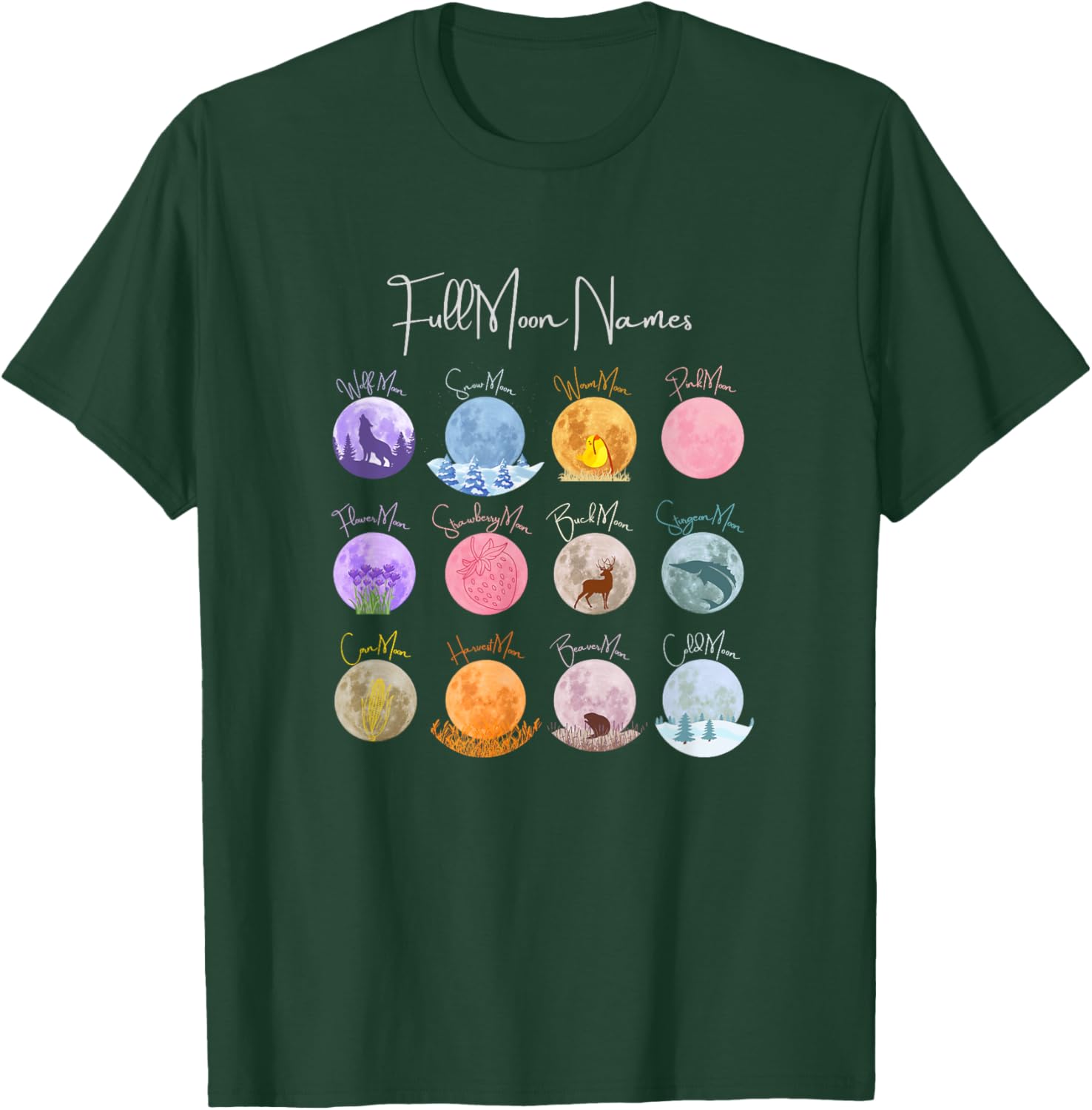Full Moon Names T-Shirt Lunar Calendar Tees and Accessories Elegance - 9