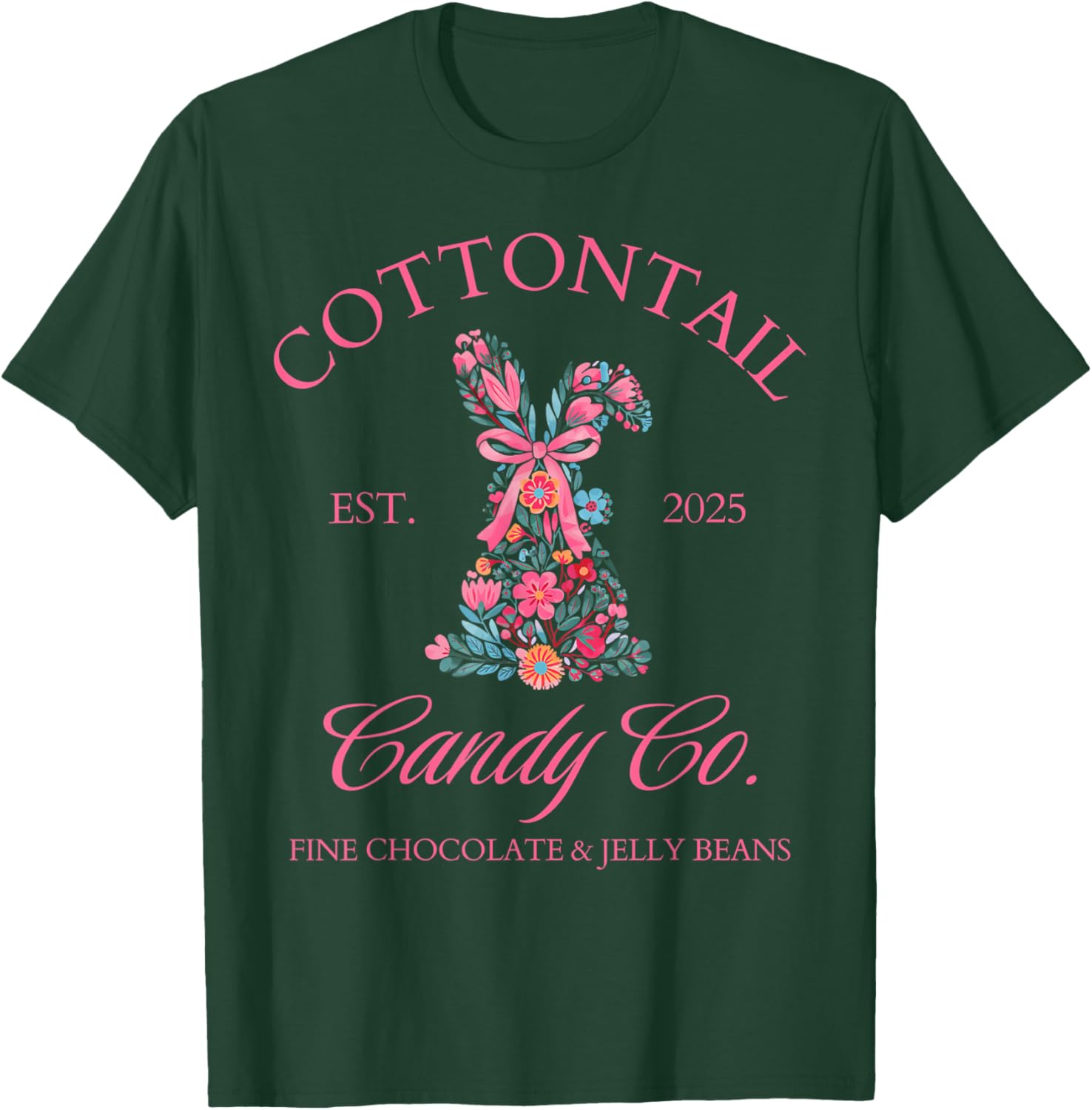 Easter Bunny Floral Coquette Bow T-Shirt for Girls and Women - 13