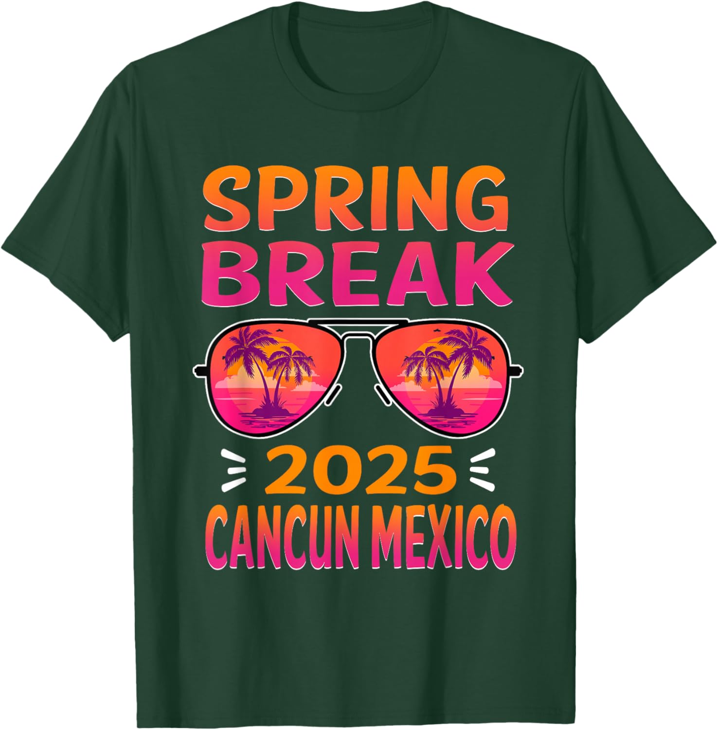 Retro Beach Vacation T-Shirt with Spring Break Cancun Sunglasses 2025 - 6