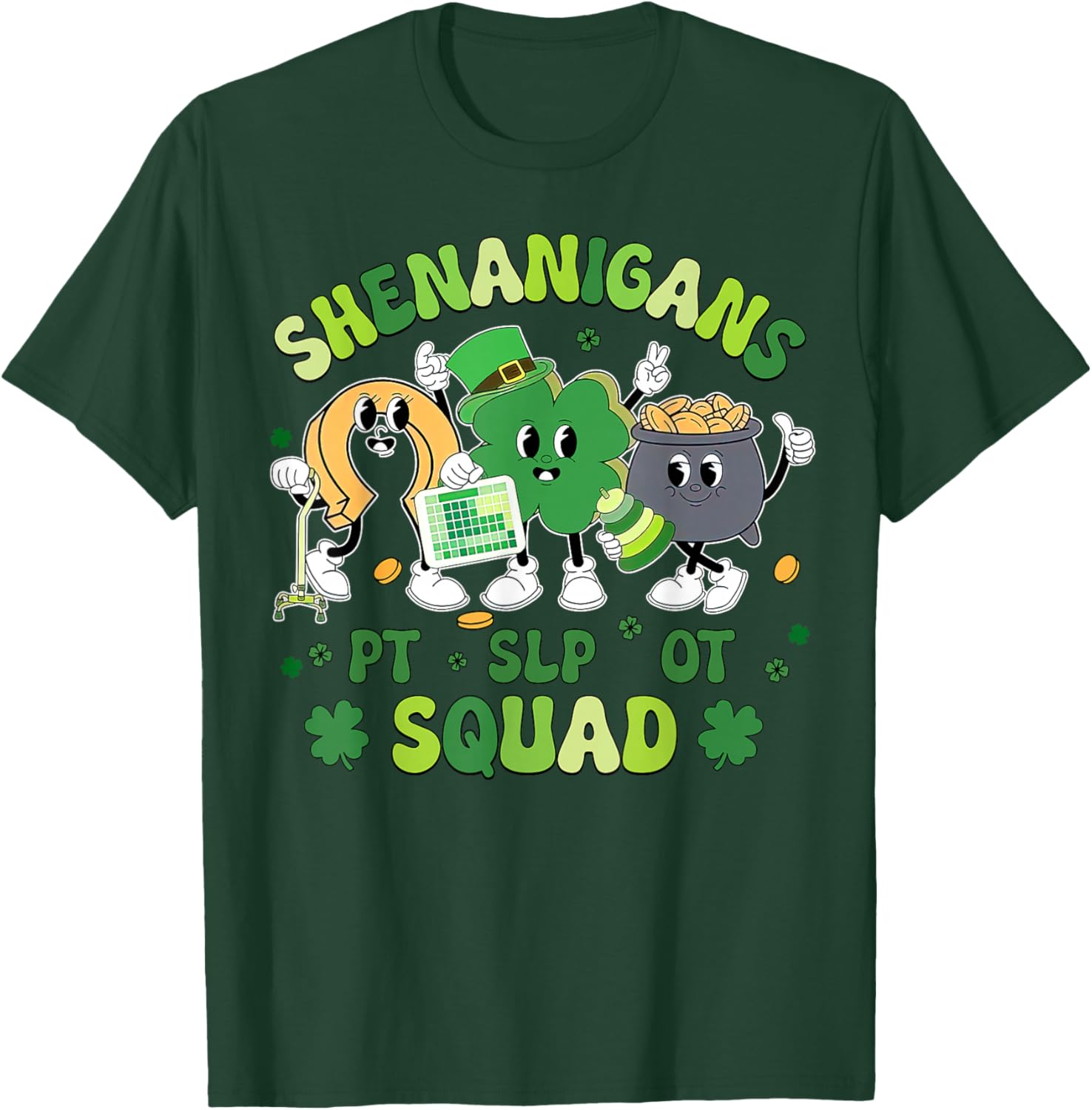 Cute St Patrick's Day Shamrock T-Shirt for Therapy Professionals Team - 3