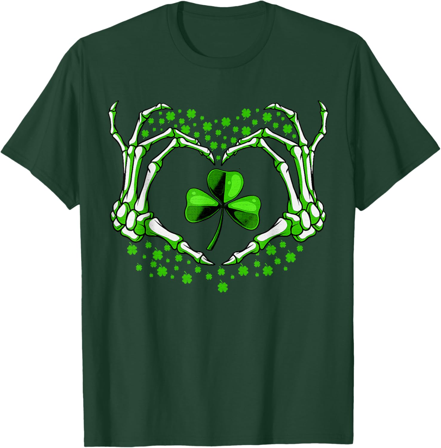 Skeleton Hand Heart Shamrock St Patricks Day T-Shirt for Festive Fun - 7