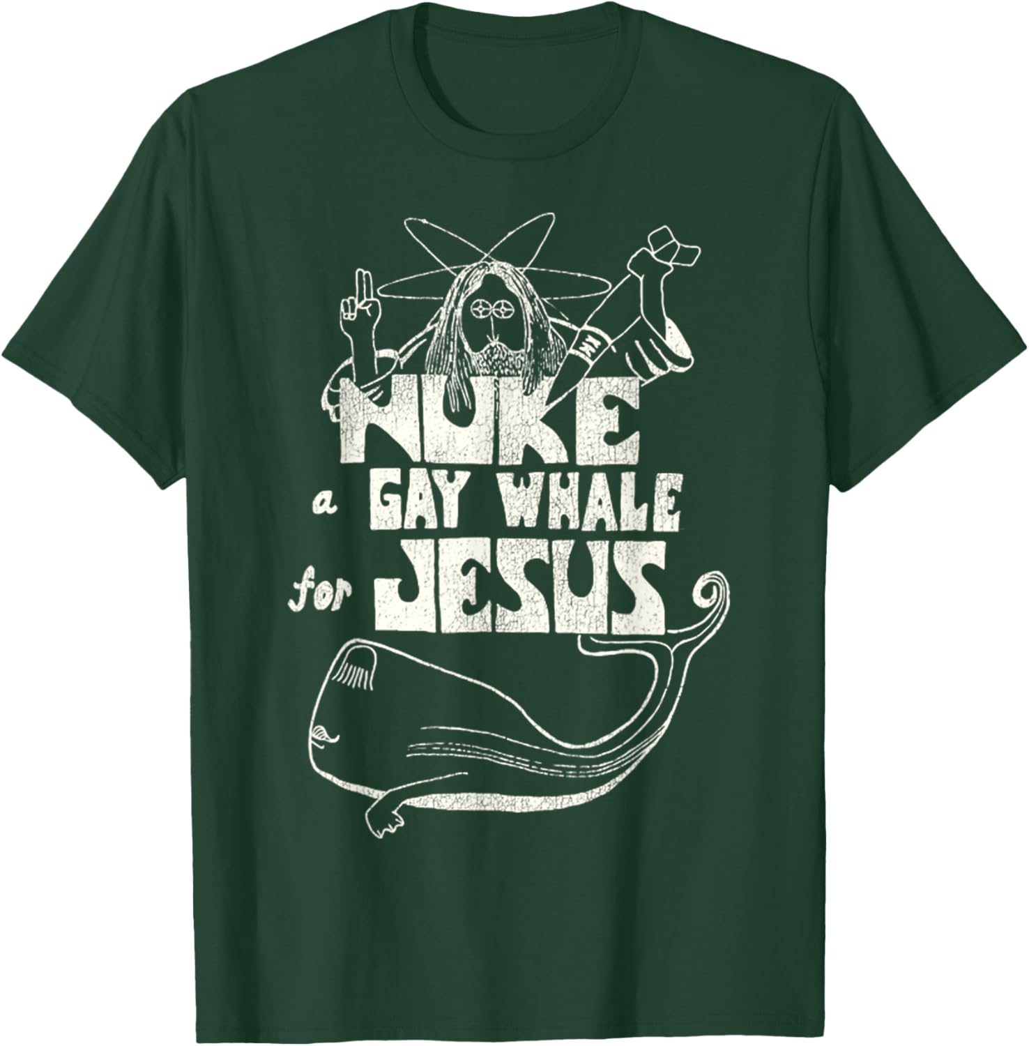 Funny Vintage 80s Nuke a Gay Whale For Jesus T-Shirt for Social Advocacy - 14