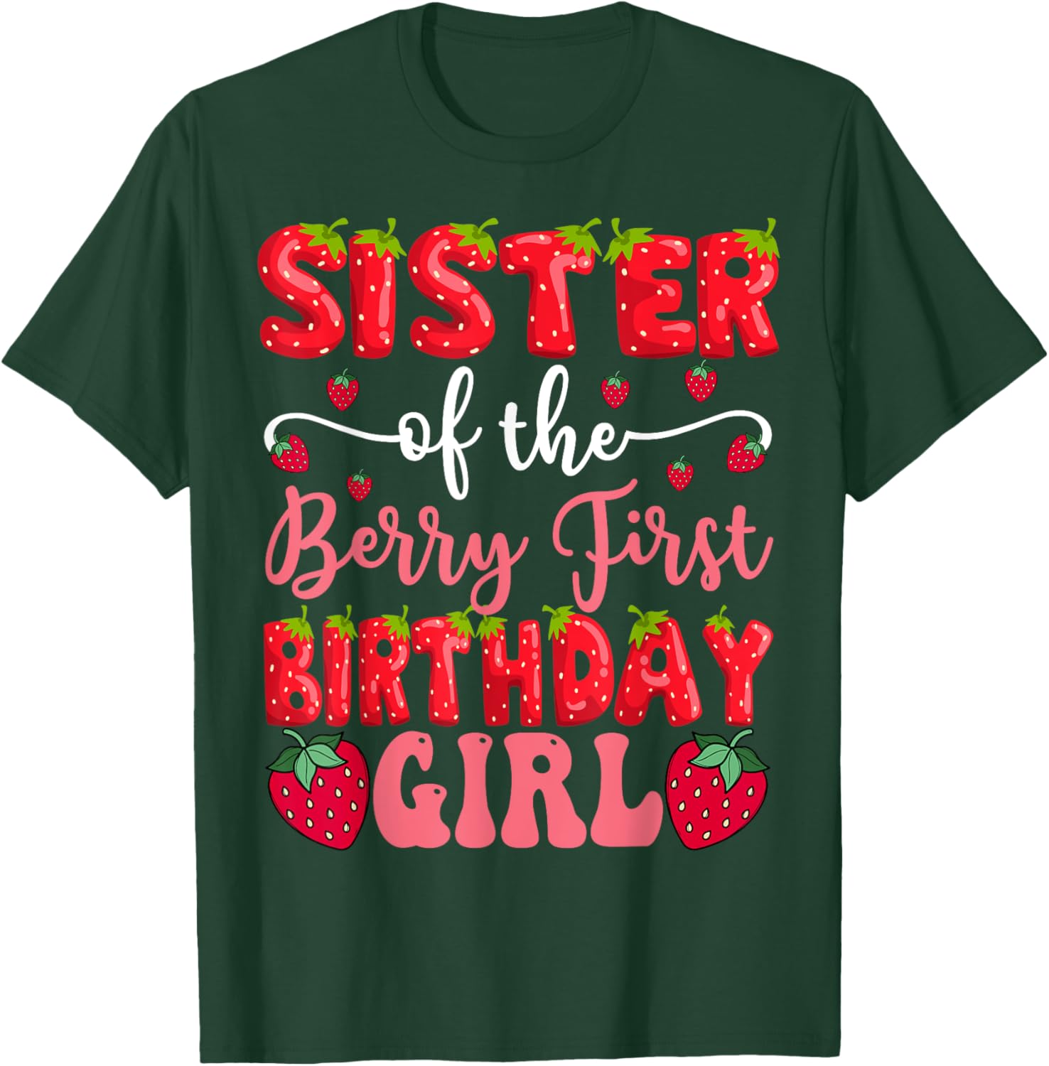 Sister of the Berry First Birthday Girl Strawberry T-Shirt for Kids - 5