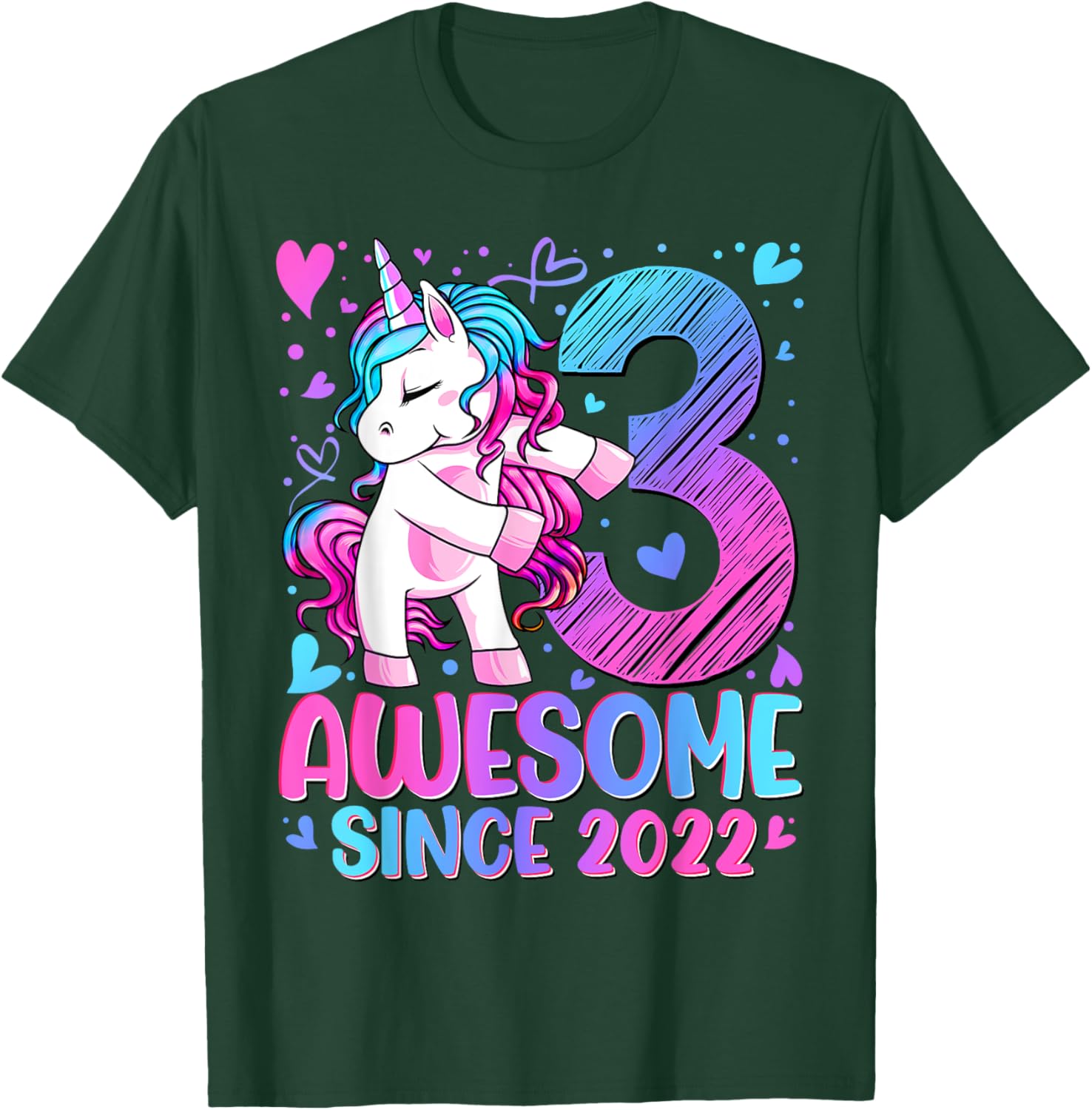 Cute Unicorn T-Shirt for 3 Year Old Girls Birthday Party Gifts - 28