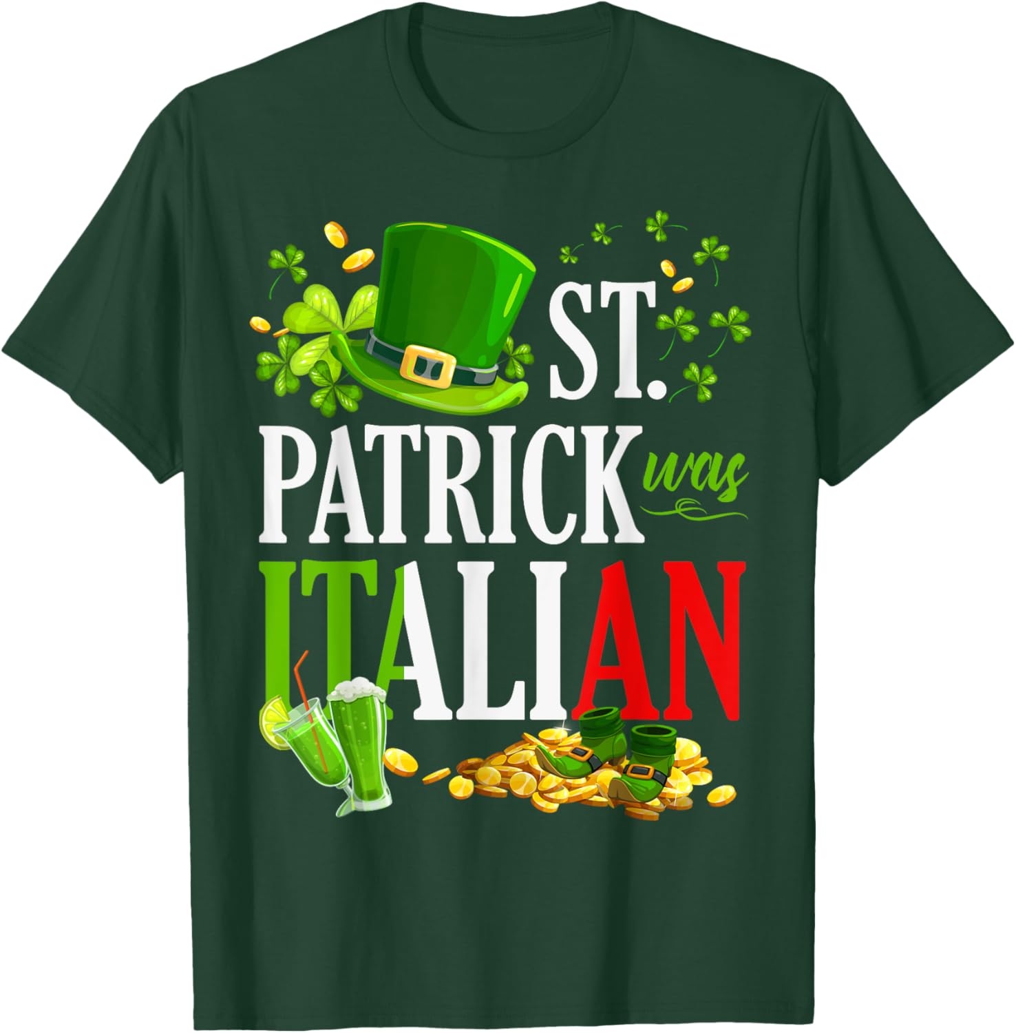 Vintage St Patrick Was Italian Clover Graphic T-Shirt for St Patricks Day - 24