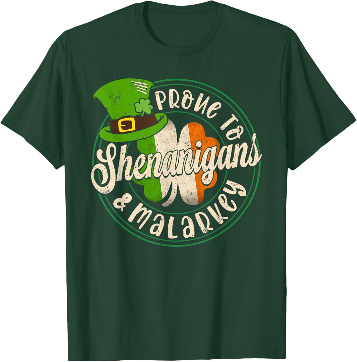 Prone to Shenanigans Fun St Patrick's Day Clover T-Shirt for All Ages - 1