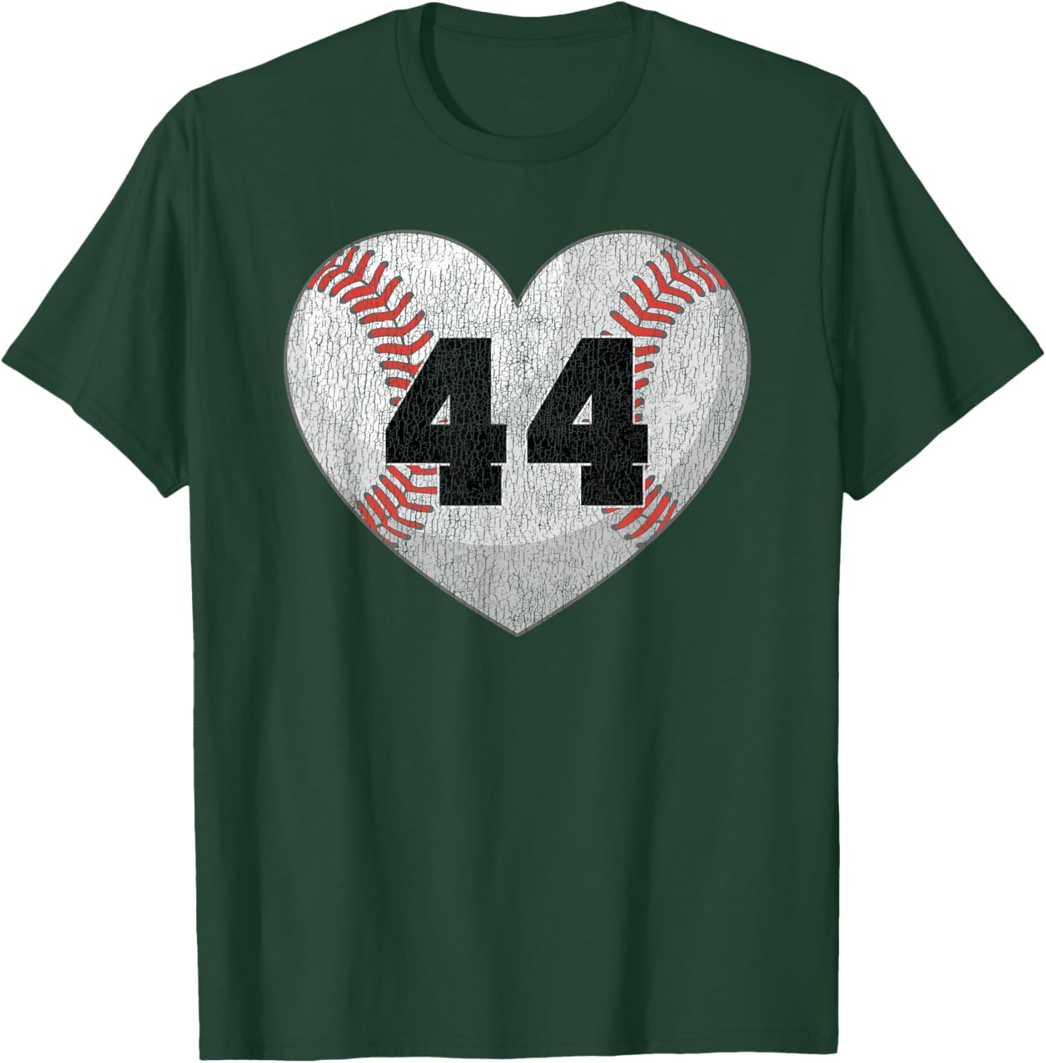 Cute Baseball Number 44 Distressed Heart T-Shirt for Baseball Moms - 26