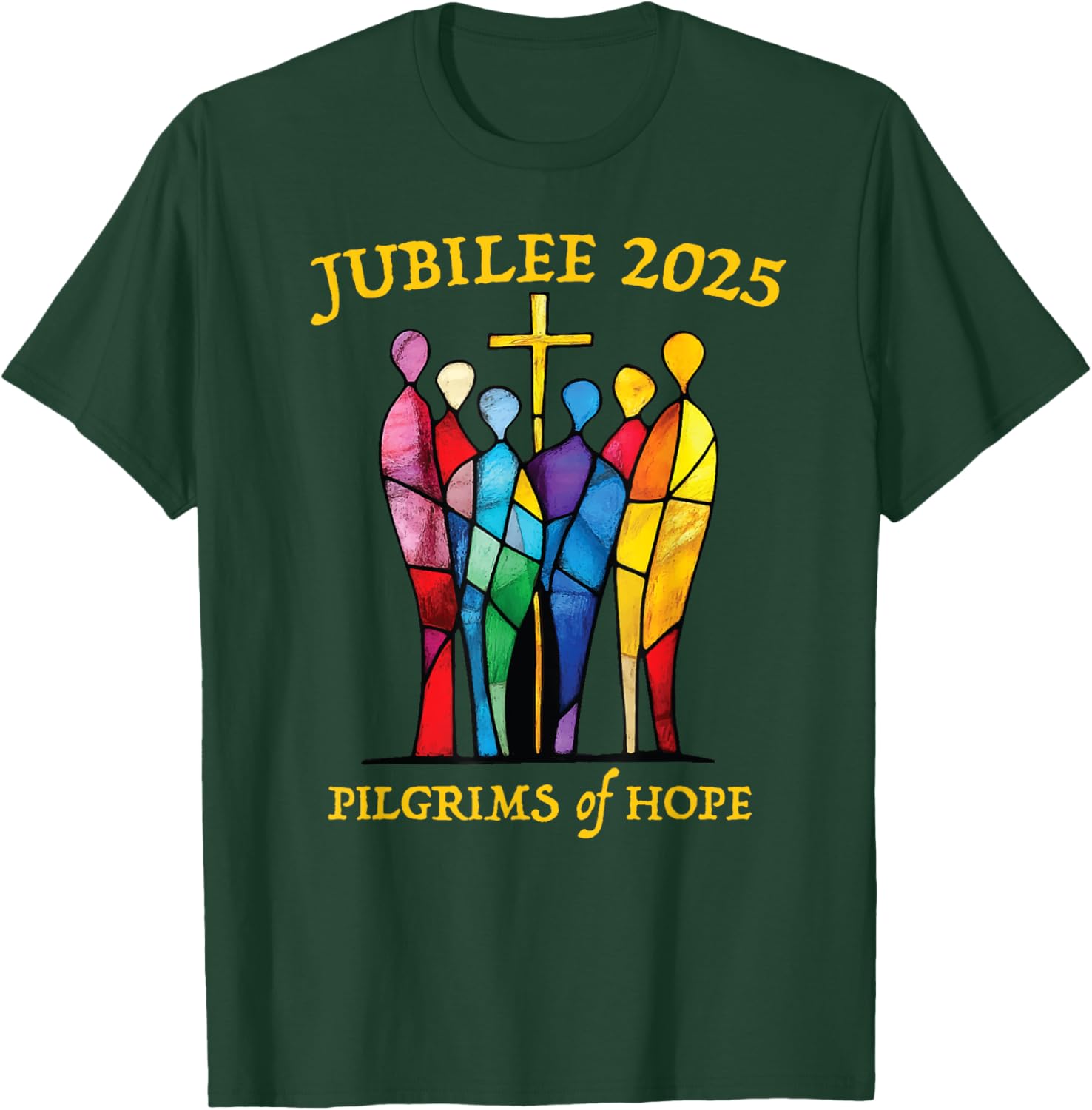 Catholic Jubilee 2025 Pilgrims of Hope Stained Glass T-Shirt for All - 2