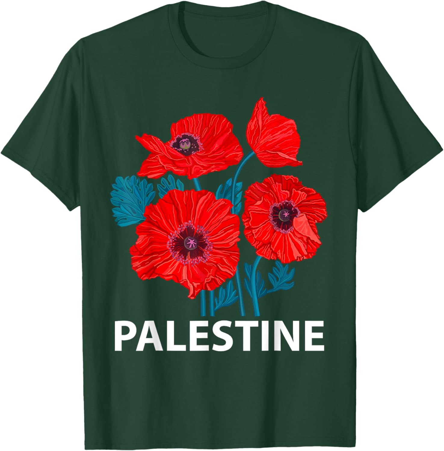 Palestine Patriotic Poppy T-Shirt for Palestinian Resistance Support - 8