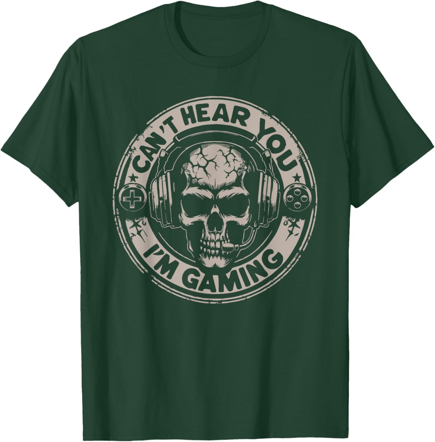 Funny Gamer Skull T-Shirt Can't Hear You I'm Gaming - Cool Gaming Apparel - 3