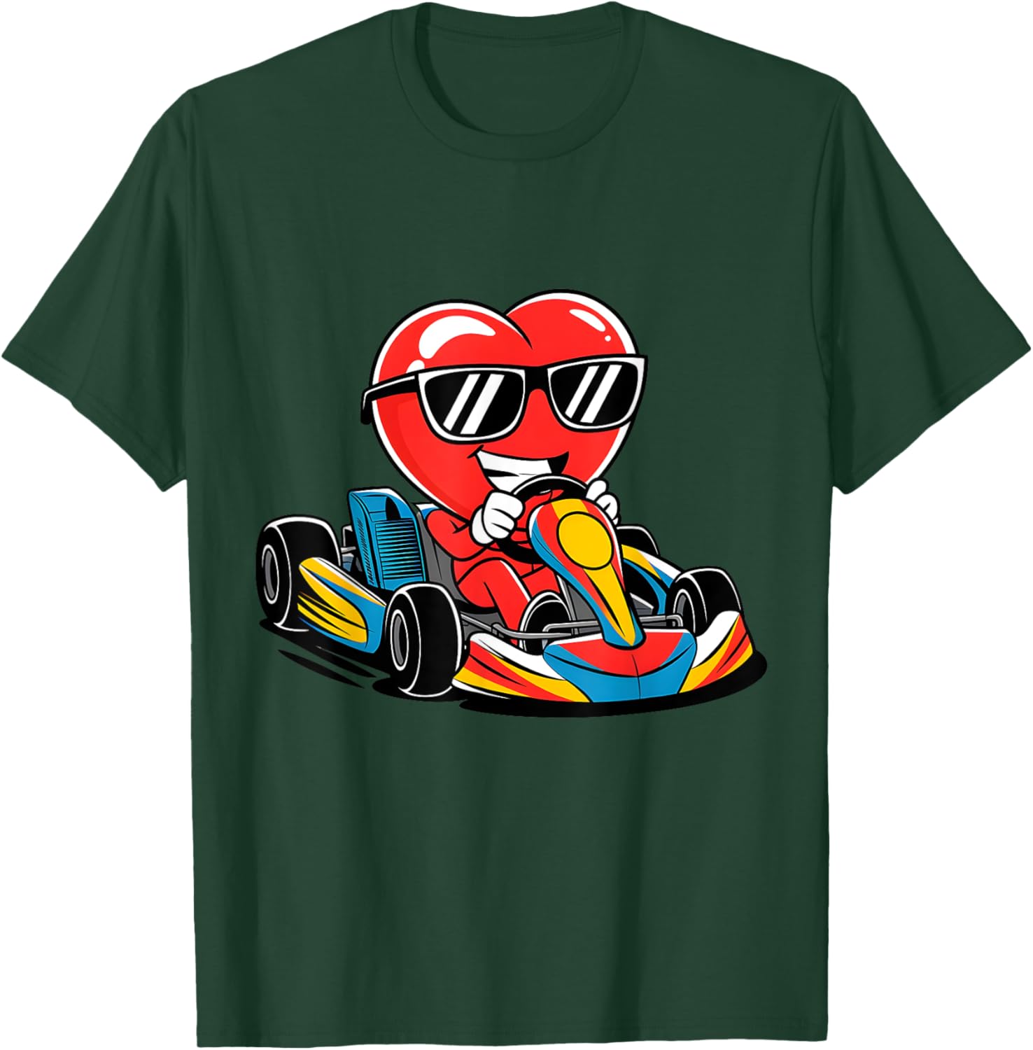 Heart Racing Go-Kart Valentine's Day T-Shirt for Boys and Girls - 5