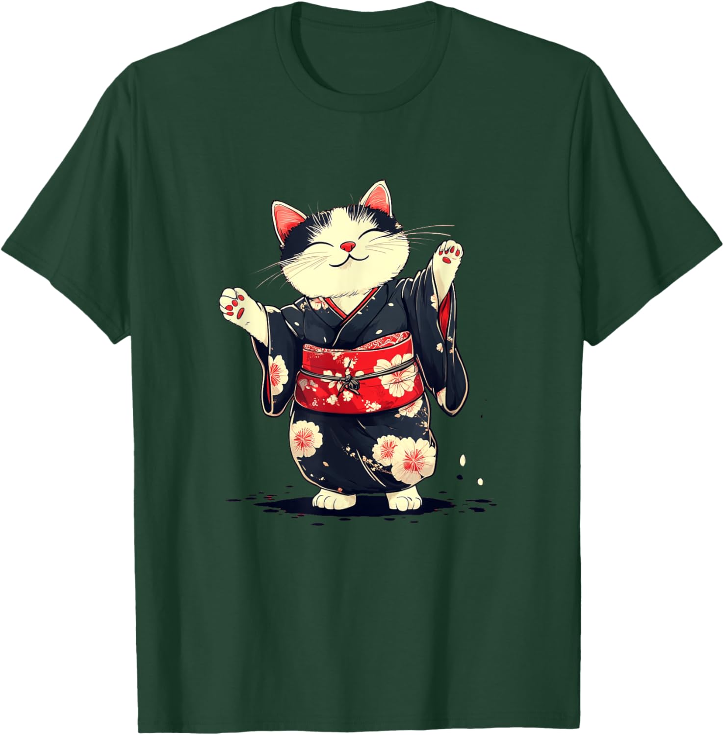 Pretty Kimono Cat T-Shirt for Japanese Style Lovers - Unisex Kids Adults - 22