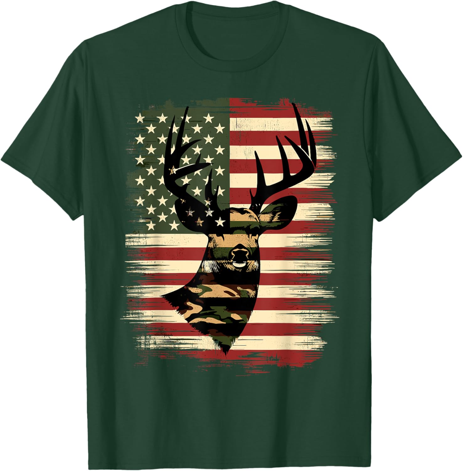 Camo American Flag Deer Hunter T-Shirt for Outdoor Lovers and Adventurers - 3
