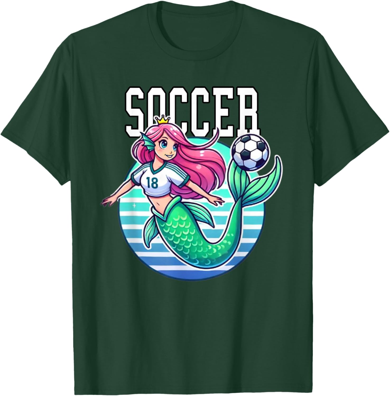 Soccer Mermaid Playing Soccer T-Shirt for Fans of Fun Sports Apparel - 8