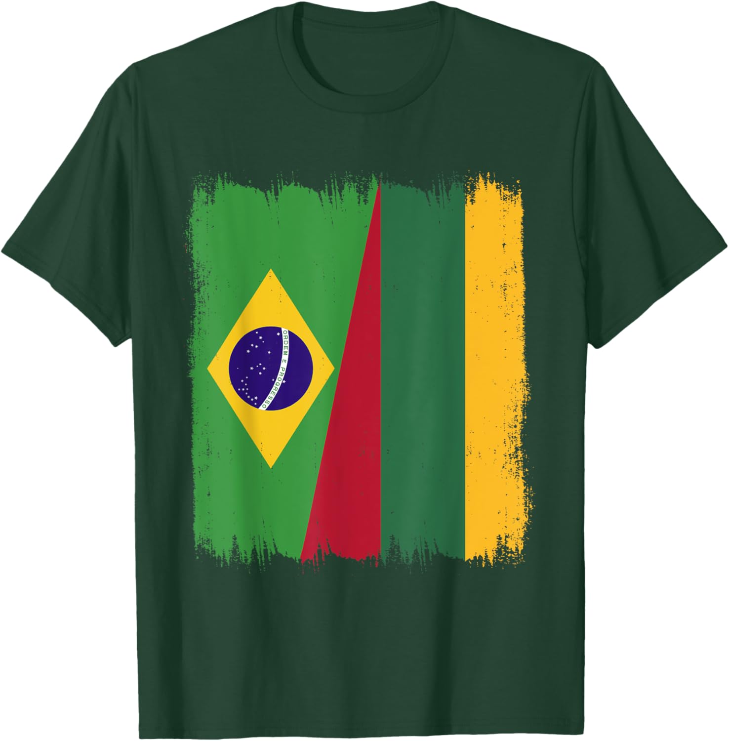 Brazil Lithuania Half Flag Roots T-Shirt for Proud Brazilian Lithuanians - 12