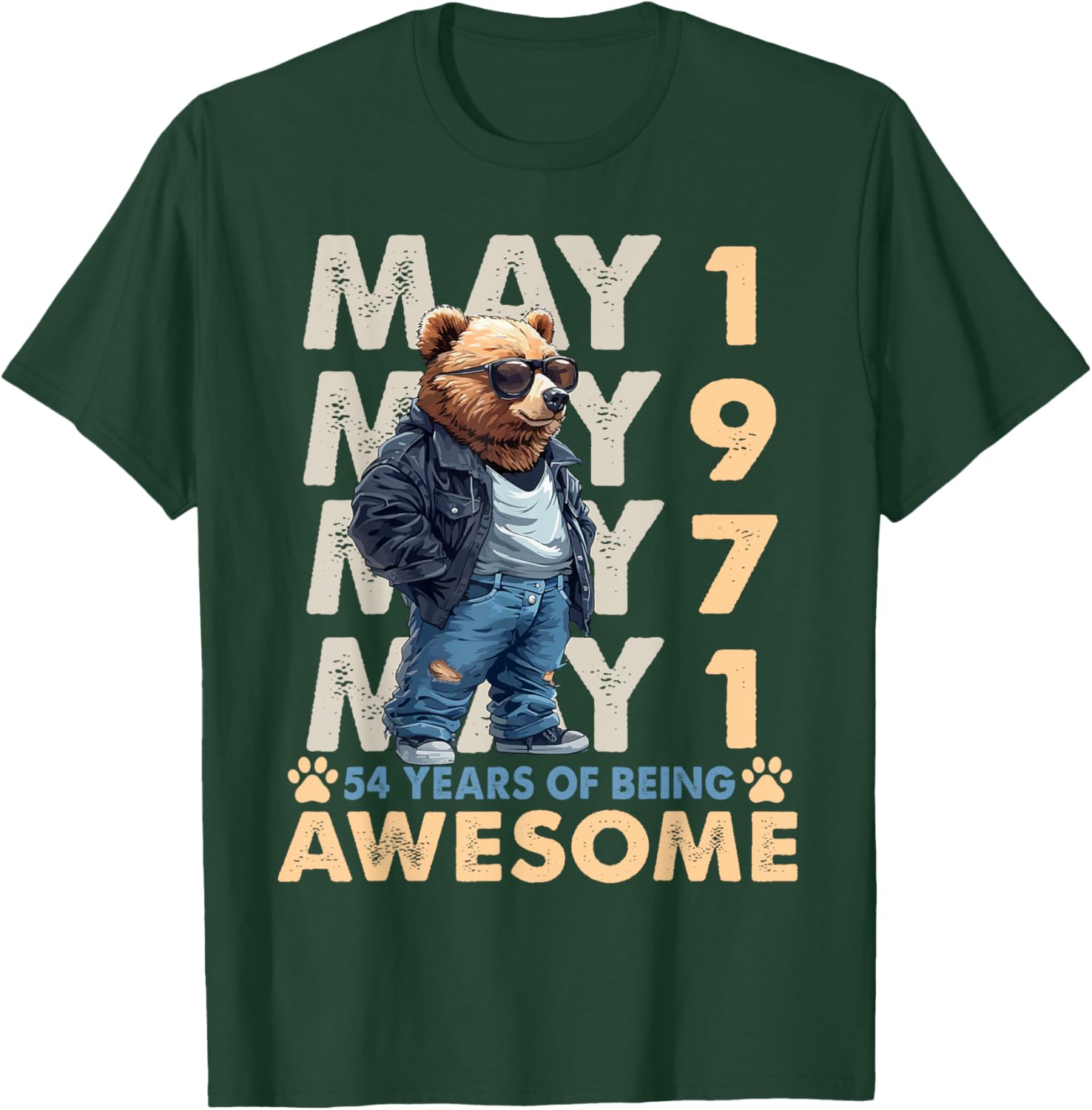 54th Birthday Bear Legends May 1971 T-Shirt for Men - Fun Gift Idea - 9