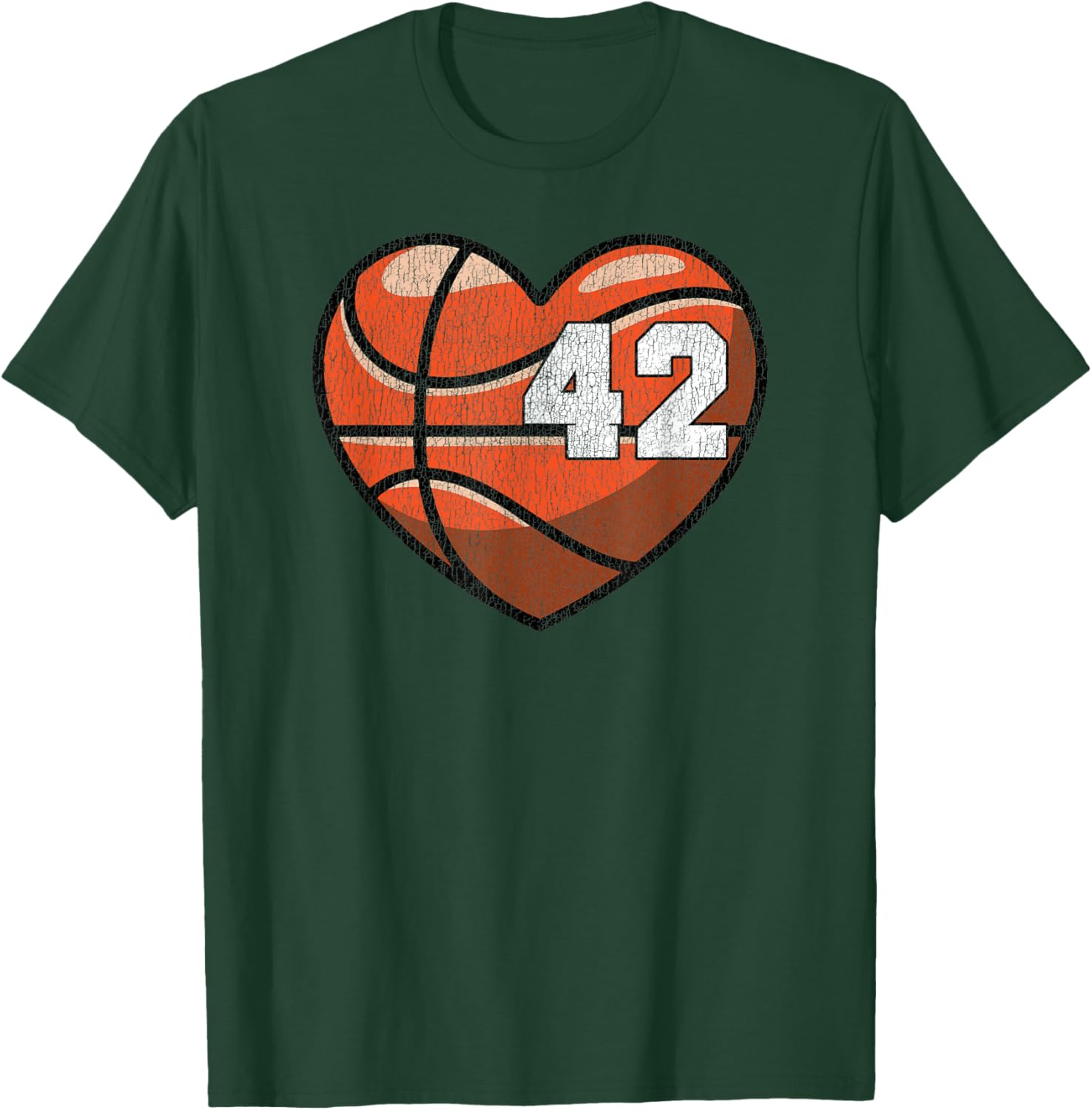 Distressed Heart Design Basketball Number 42 T-Shirt for Fans - 2