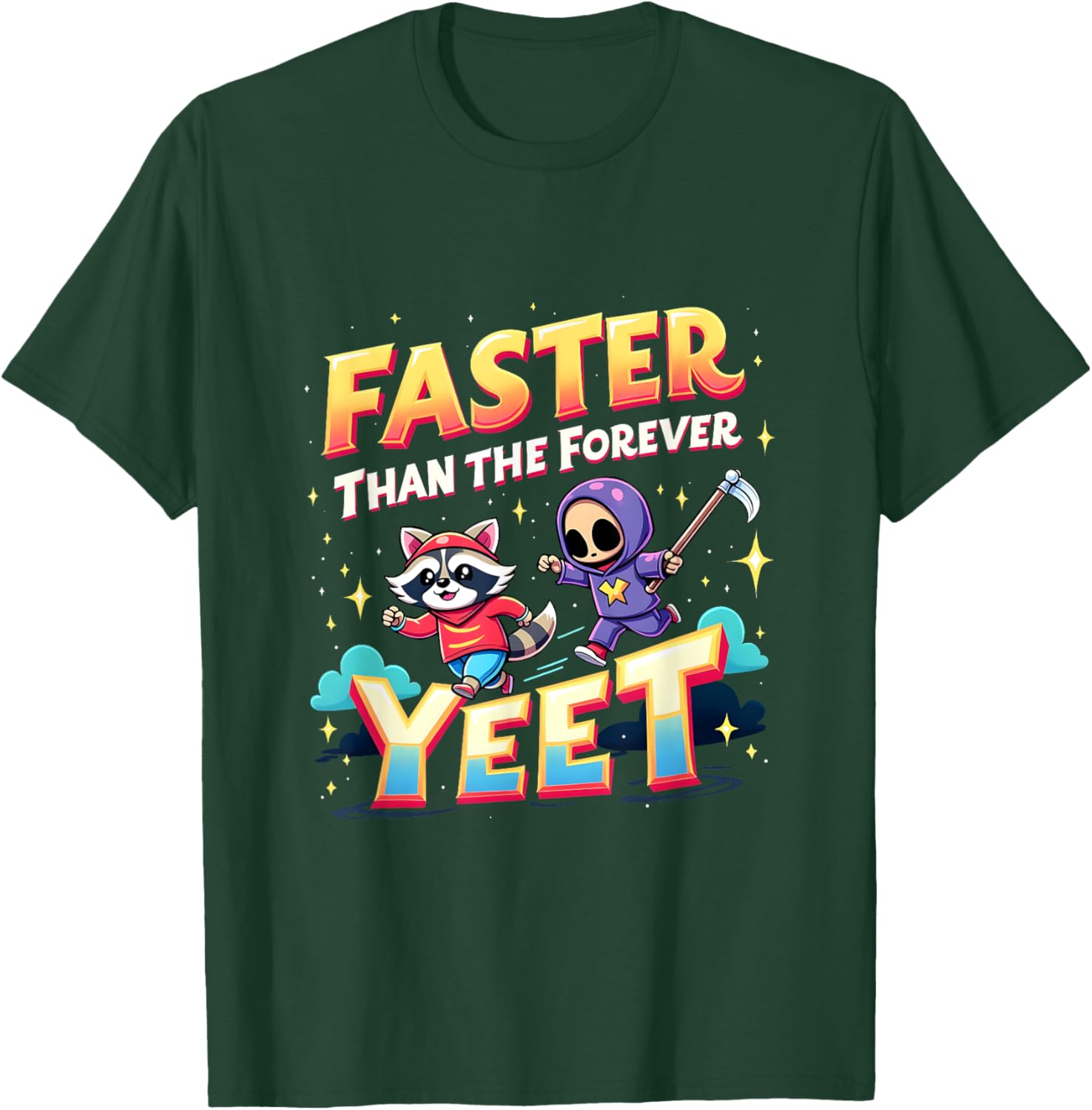 Faster Than The Forever Yeet Funny Raccoon Sloth T-Shirt for Fun Lovers - 8
