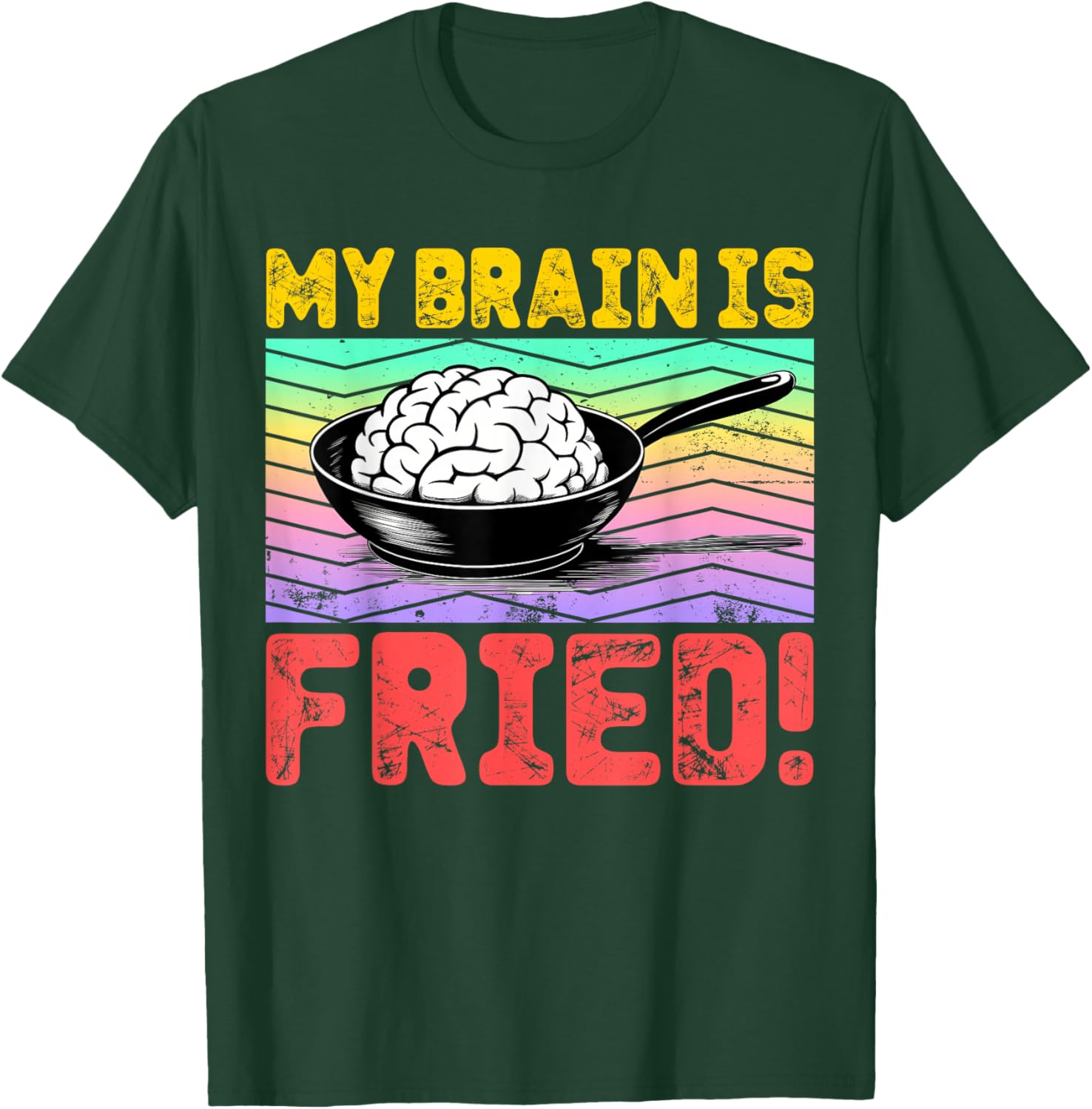 Cartoon Brain Fried Stress Relief T-Shirt for Fun and Relaxation - 15