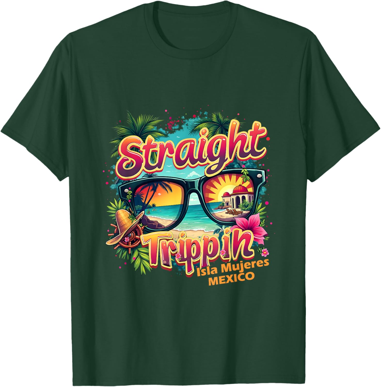 Isla Mujeres 2025 Retro Straight Trippin T-Shirt for Vacation Fun - 4