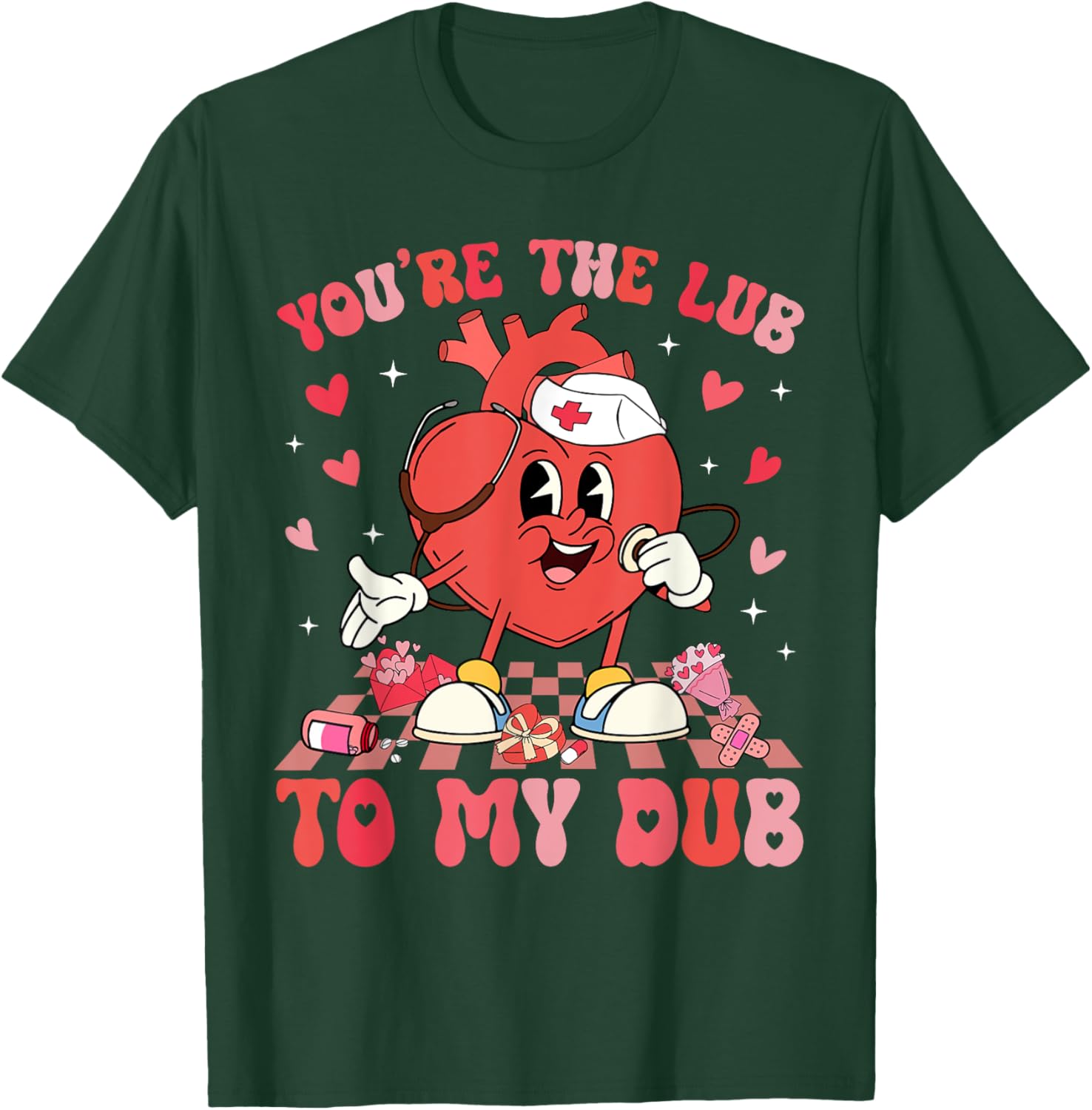 Valentine Retro You're The Lub To My Dub CVICU Nurse T-Shirt Gift - 8