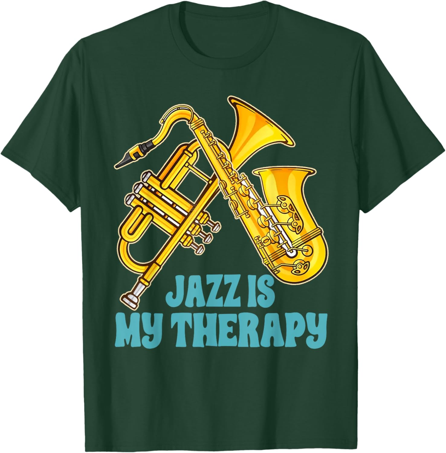 Jazz Lover Musician T-Shirt Featuring Saxophone and Trumpet Design - 8
