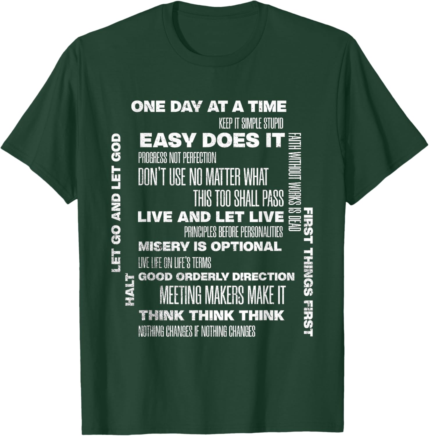 One Day At A Time Inspirational Recovery Sobriety Anniversary T-Shirt - 10