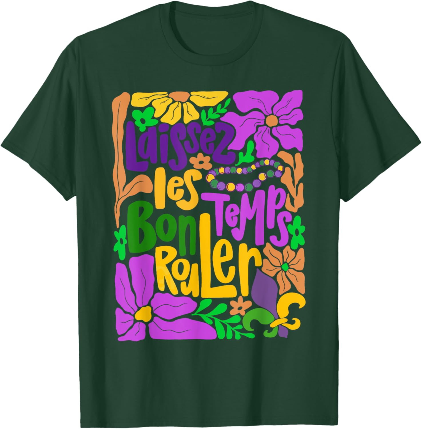 Laissez Les Bon Temps Rouler Mardi Gras Boho Floral T-Shirt for Fun Celebrations - 29