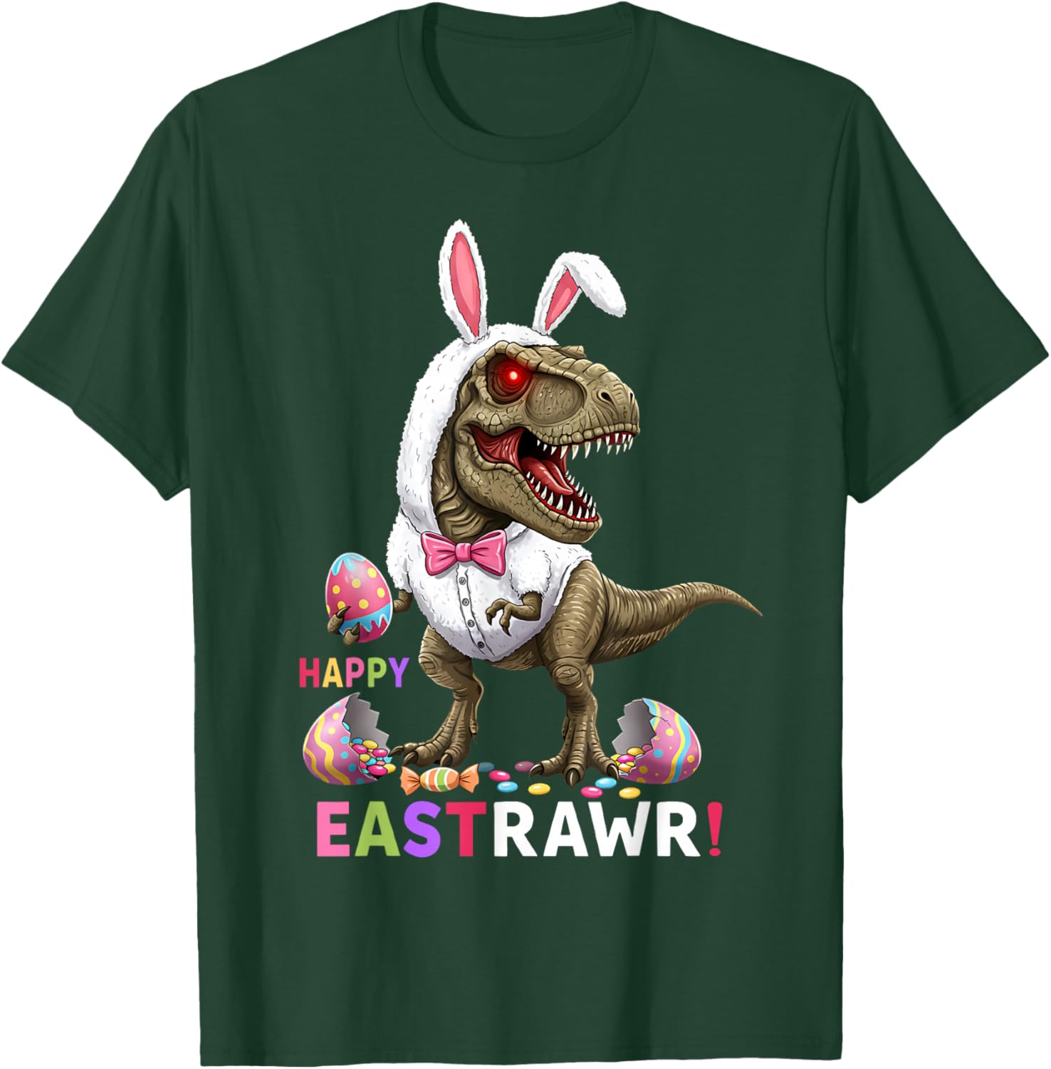 Happy Eastrawr T Rex Bunny Candy Egg Costume T-Shirt for Easter Fun - 9