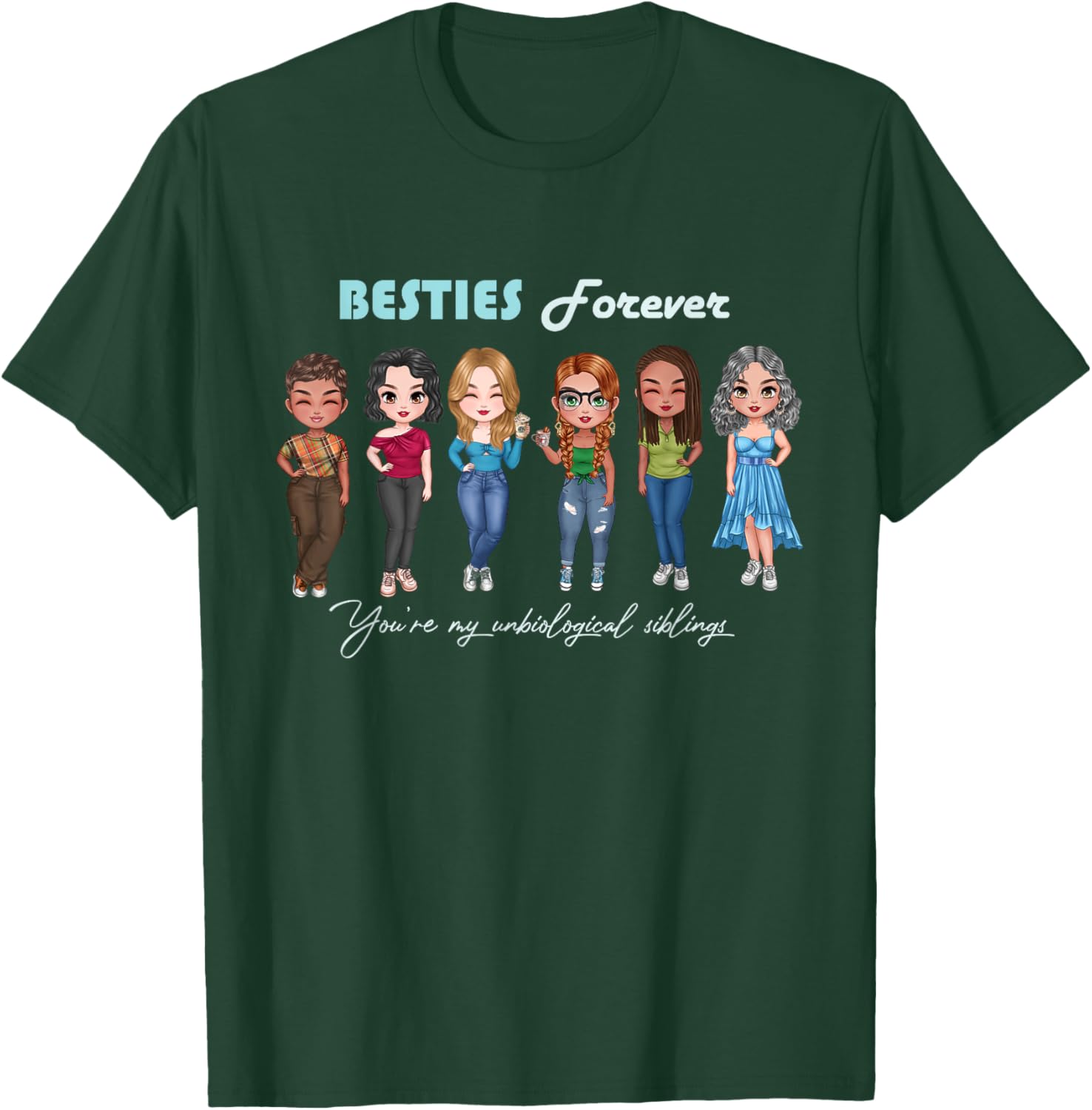 Chibi Best Friends T-Shirt for Unbiological Sisters and Siblings - 12