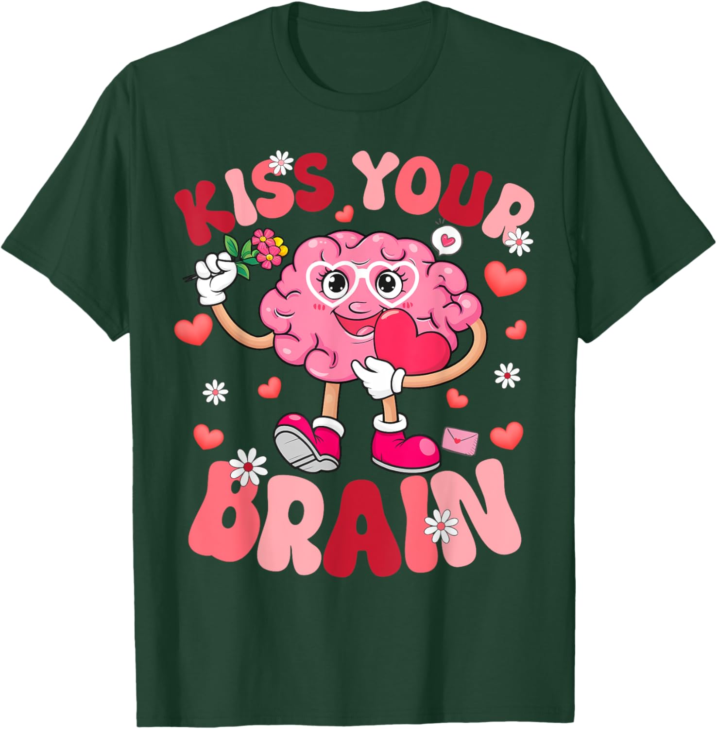 Kiss Your Brain Retro Valentines Day T-Shirt for Teacher Squad & Kids - 16