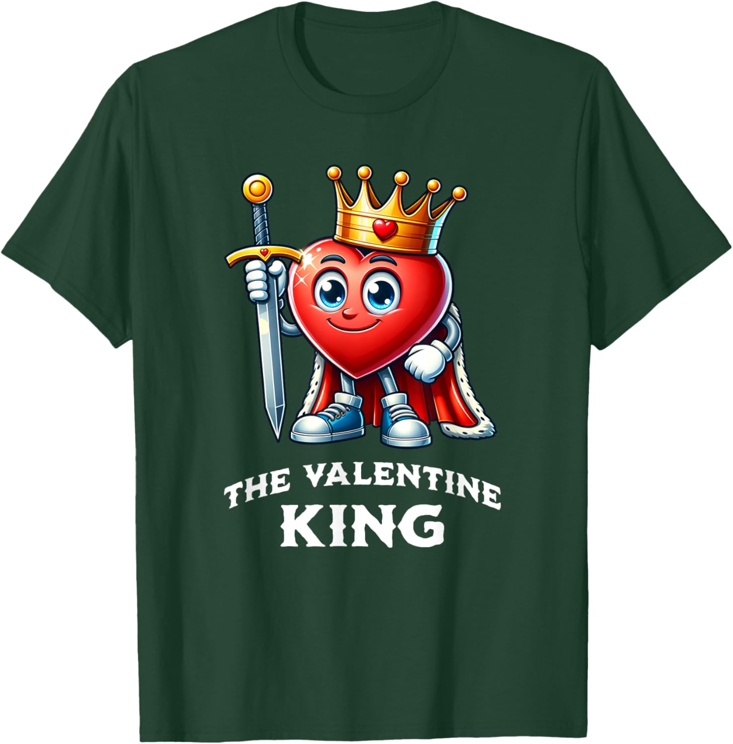 Funny Valentine's Day King Heart Graphic T-Shirt for Men and Boys - 12
