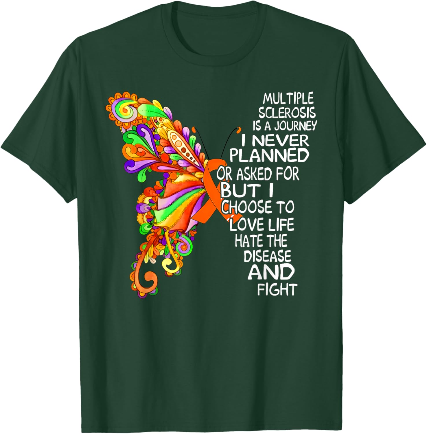 Butterfly Ribbon MS Warrior T-Shirt for Multiple Sclerosis Awareness - 23