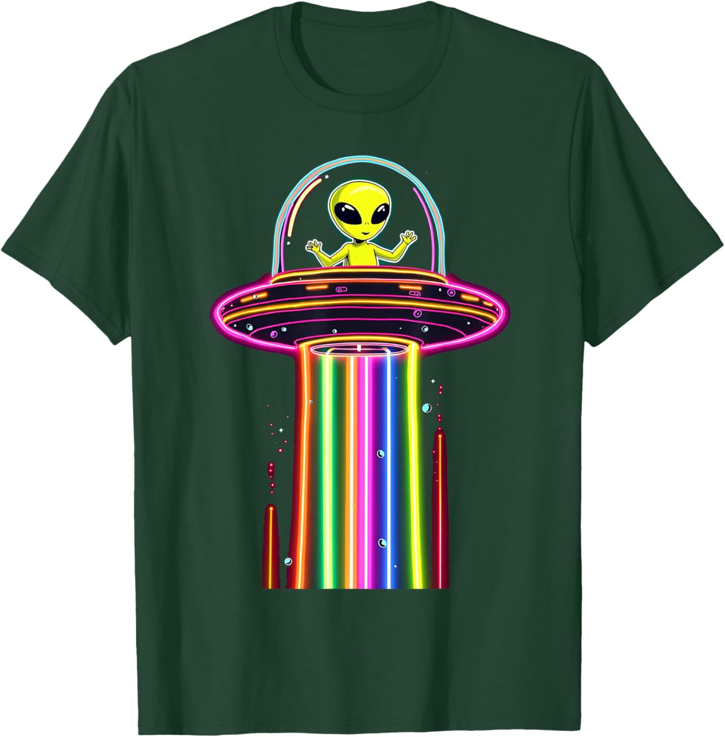 Colorful Alien Spaceship Lights Kids T-Shirt for Galaxy UFO Lovers - 7