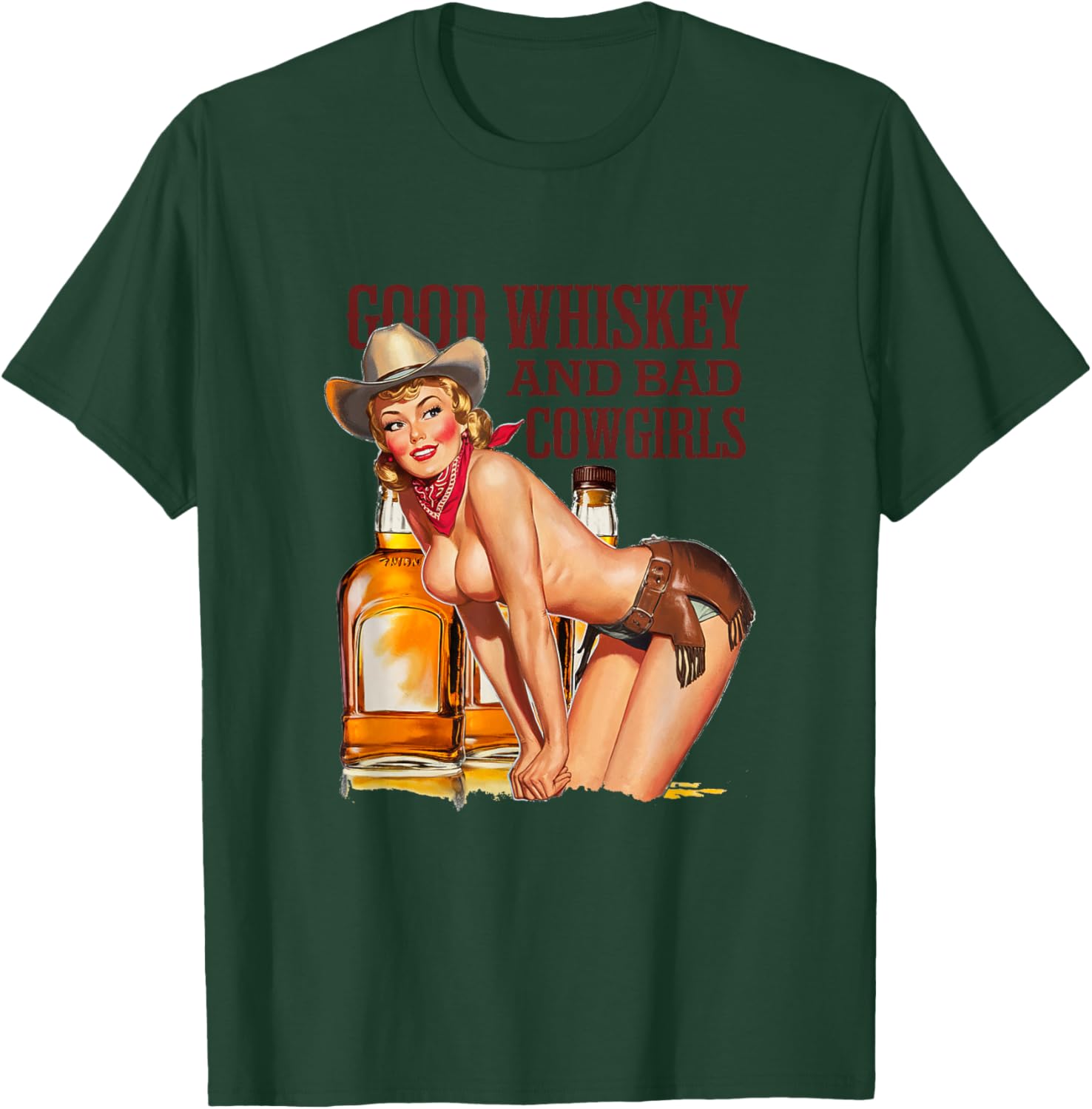 Funny Vintage Good Whiskey and Bad Cowgirls T-Shirt for Alcohol Lovers - 9
