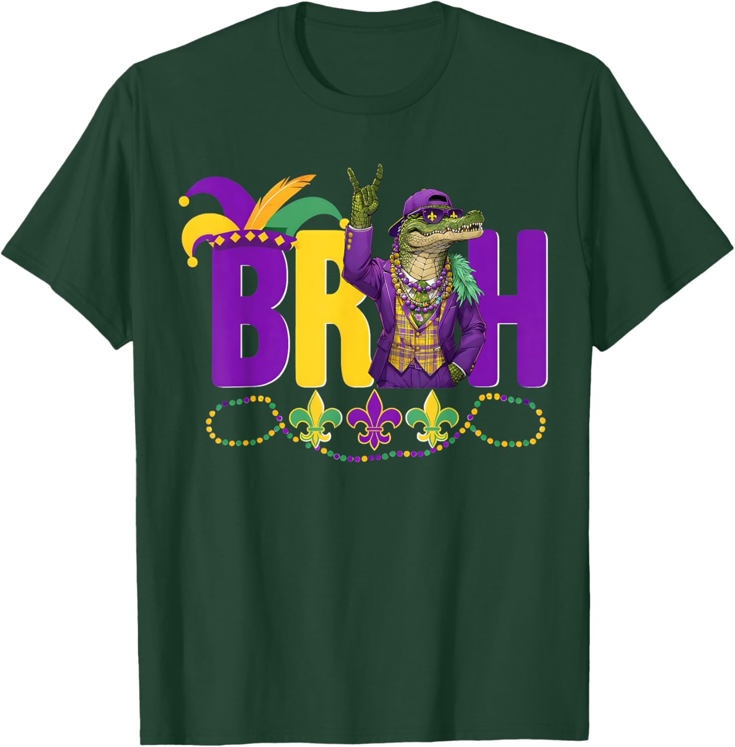 Bruh Mardi Gras Alligator Funny Meme T-Shirt for Boys and Teens - 29