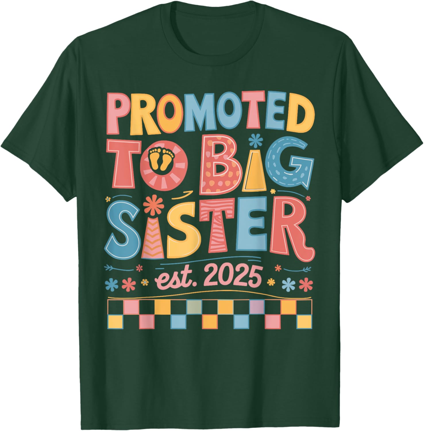 Funny Groovy Big Sister 2025 T-Shirt for New Sibling Announcement - 5