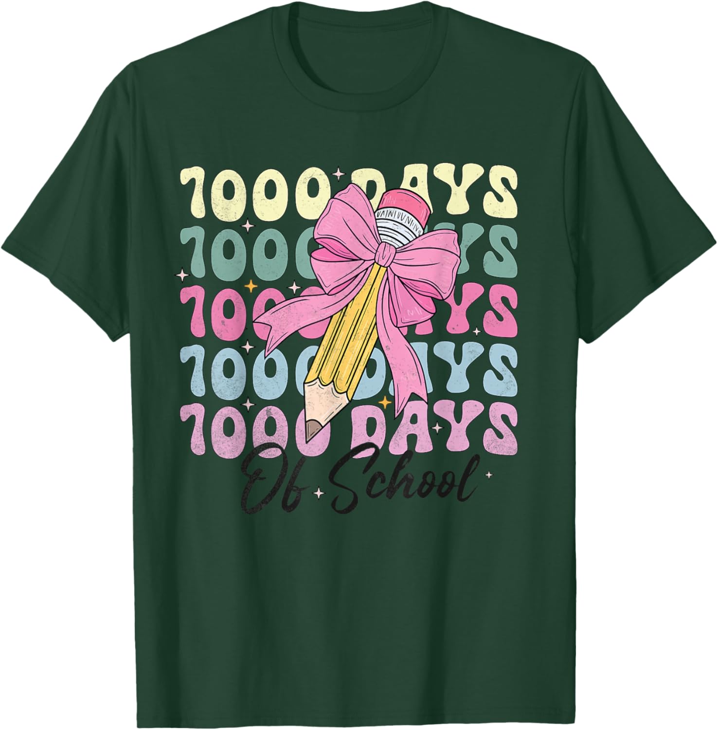 1000 Days of School Girls Coquette Bow T-Shirt for Celebration Fun - 9