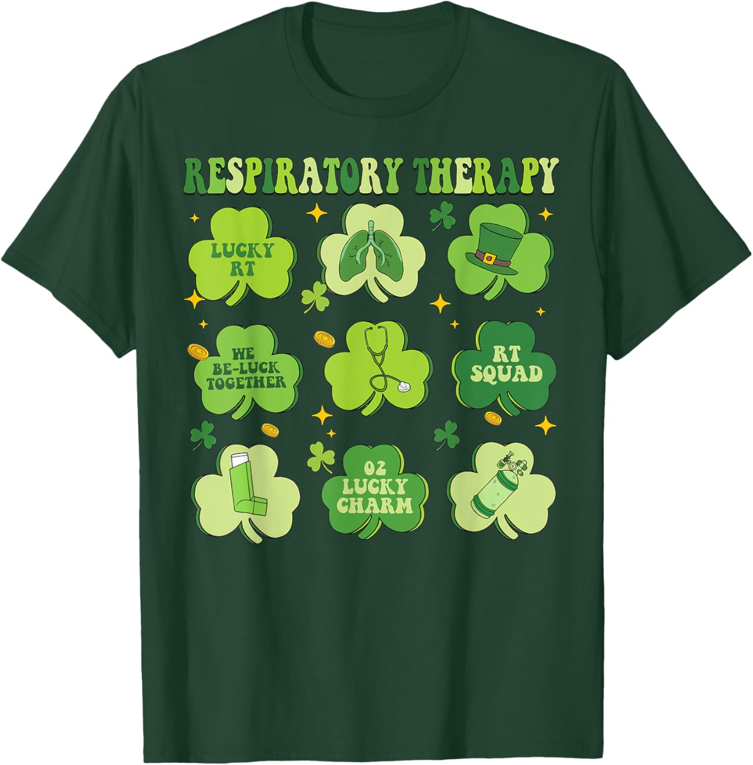 St Patrick's Day Shamrock T-Shirt for Respiratory Therapists - 7